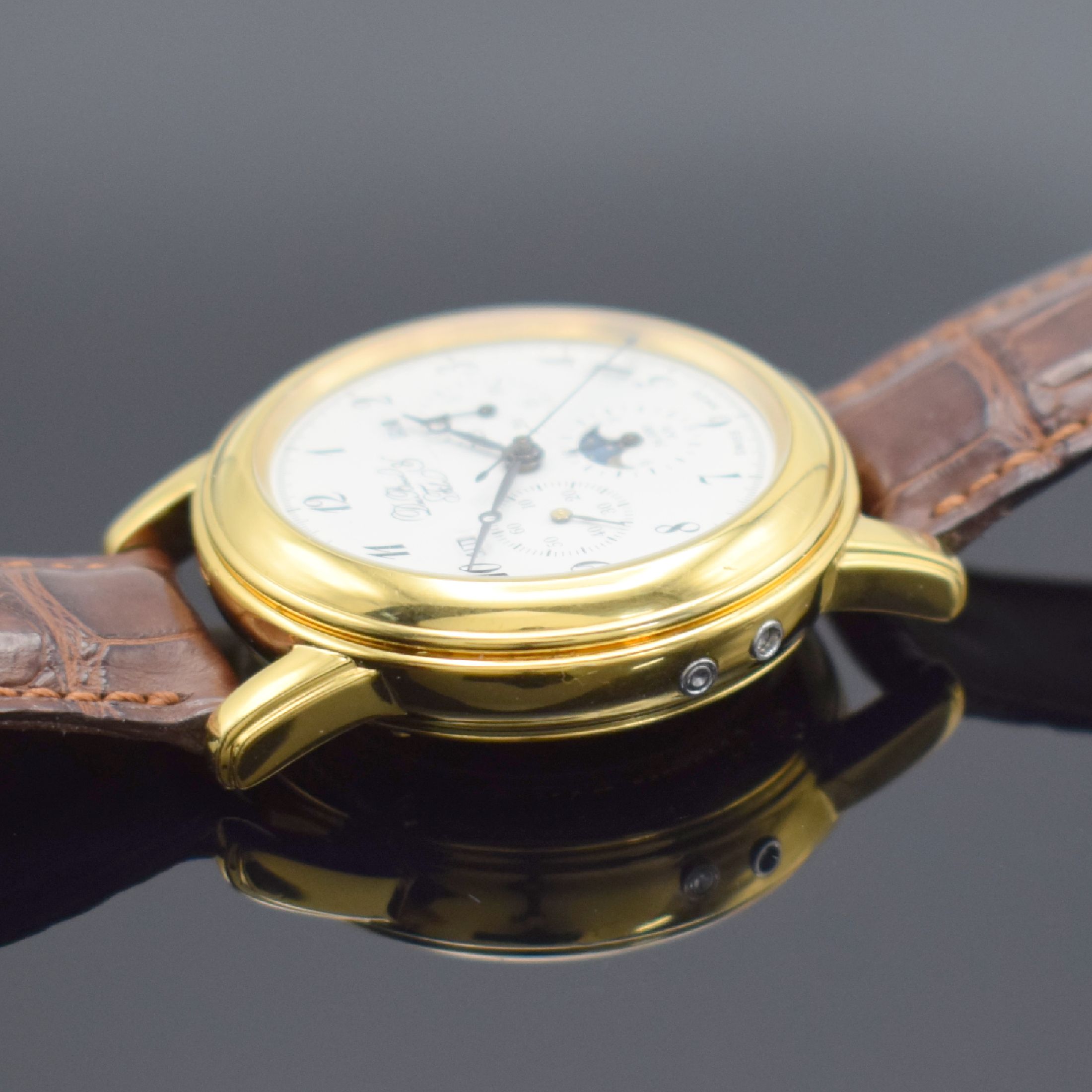 Detail b: DUBOIS & FILS limitierte Herrenarmbanduhr mit Chronograph & Vollkalender Kal. El Primero 410 Referenz 1812, Schweiz um 1997, Automatik, verg., beids. ...