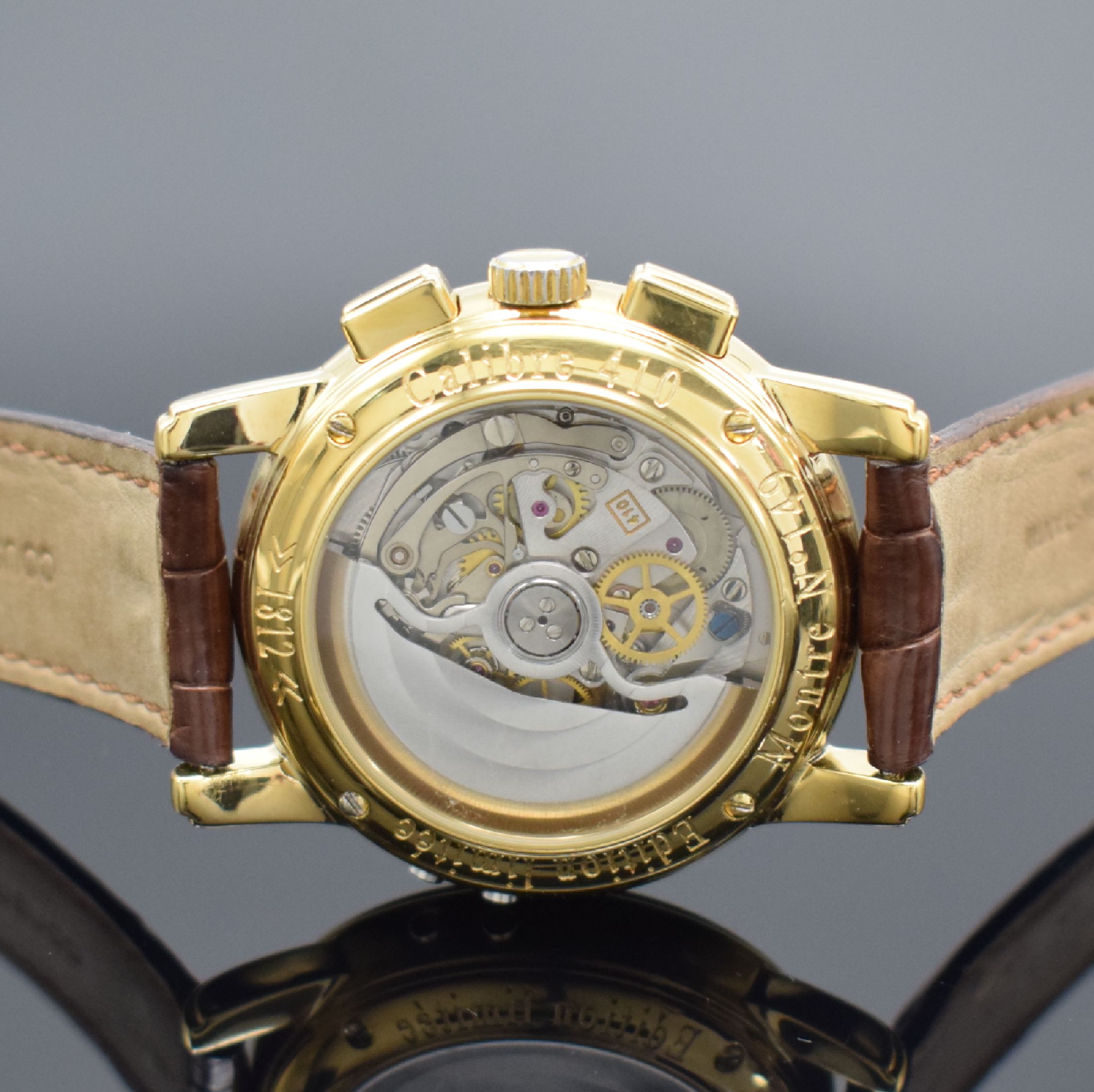 Detail d: DUBOIS & FILS limitierte Herrenarmbanduhr mit Chronograph & Vollkalender Kal. El Primero 410 Referenz 1812, Schweiz um 1997, Automatik, verg., beids. ...