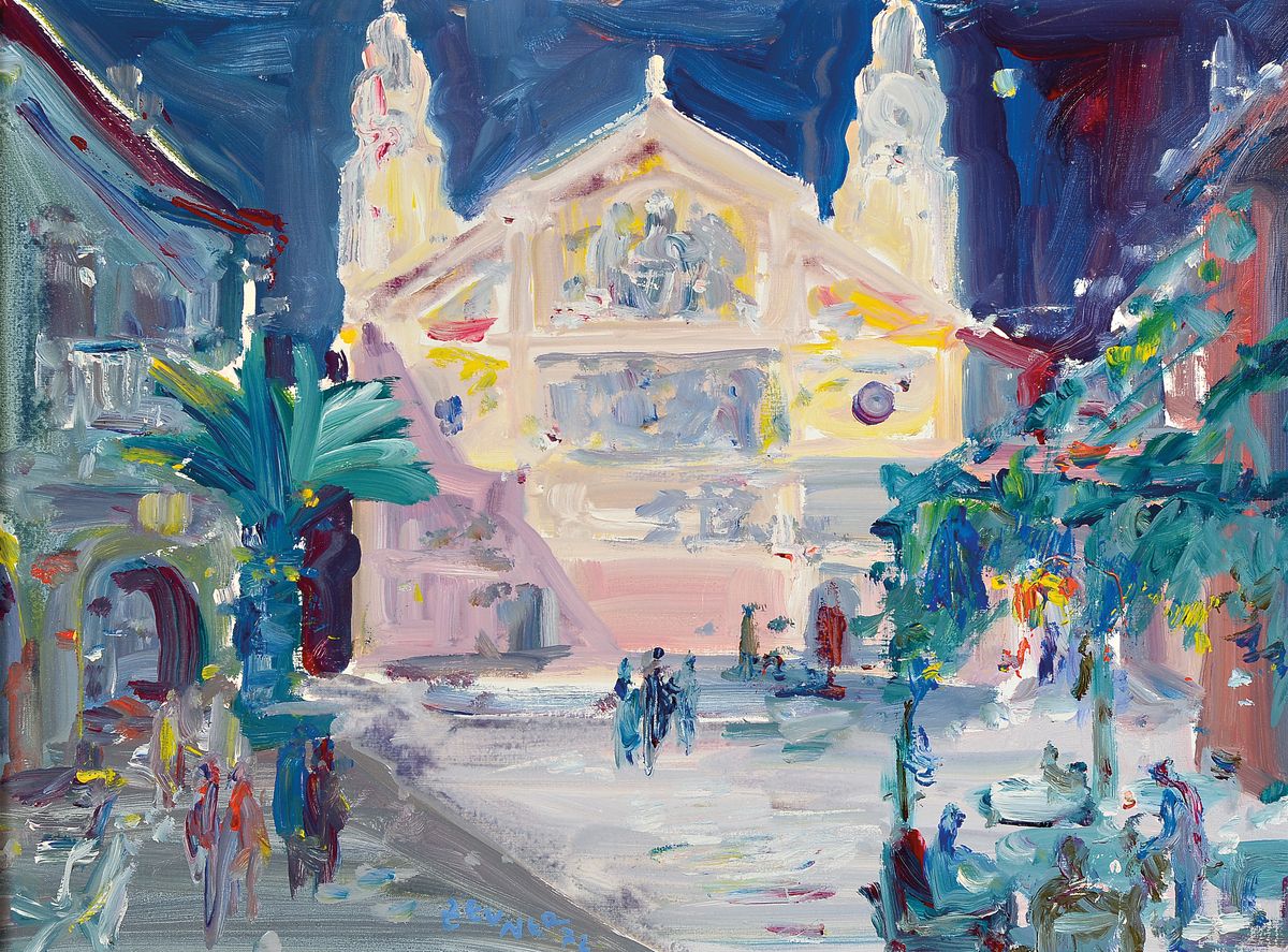 Georg Günther Zeuner, 1923 Dresden-2011 Speyer, Studium an der Akademie Dresden, hier: Italienischer Abend, rückseitig so betitelt, Öl/Lwd, ...