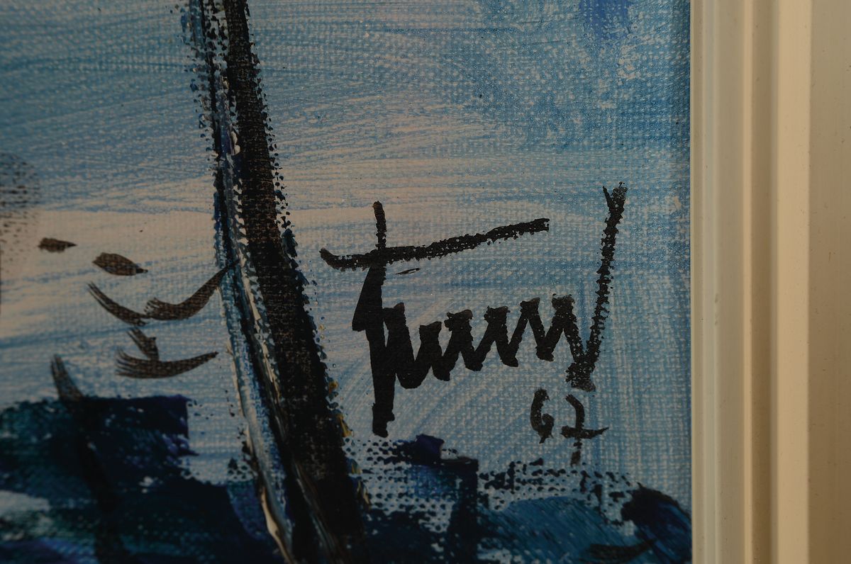 Detail a: Georg Günther Zeuner, 1923 Dresden-2011 Speyer, Studium an der Akademie Dresden, hier: Ansicht aus Venedig, Öl/Lwd, rechts unten signiert und dat. ...