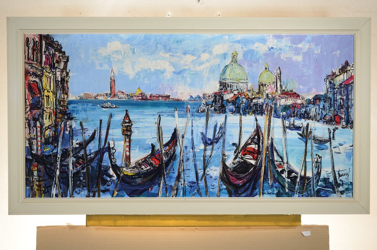 Detail k: Georg Günther Zeuner, 1923 Dresden-2011 Speyer, Studium an der Akademie Dresden, hier: Ansicht aus Venedig, Öl/Lwd, rechts unten signiert und dat. ...