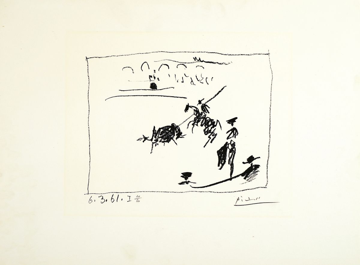 Pablo Picasso, 1881 Malaga - 1973 Mougins, Lithographie, "La Pike Los Toros" (1961), Ed. 10/50, rechts unten handsigniert, in der Platte ...
