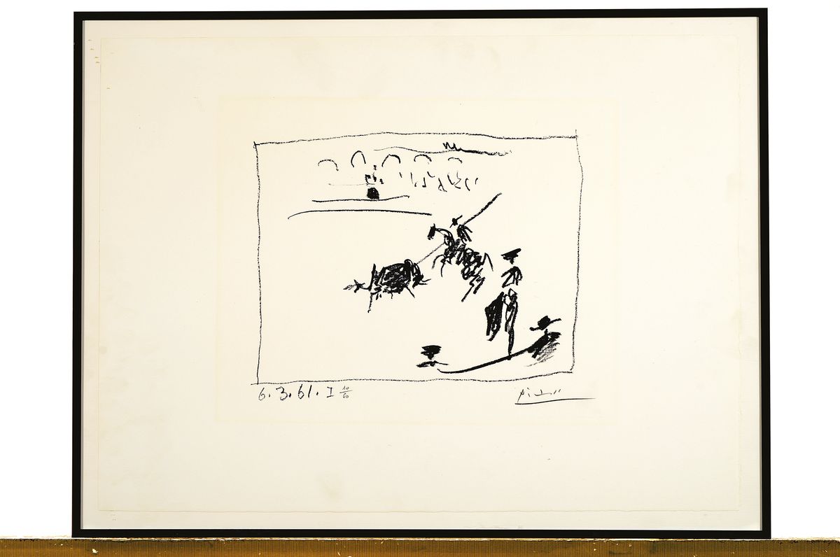 Detail k: Pablo Picasso, 1881 Malaga - 1973 Mougins, Lithographie, "La Pike Los Toros" (1961), Ed. 10/50, rechts unten handsigniert, in der Platte ...