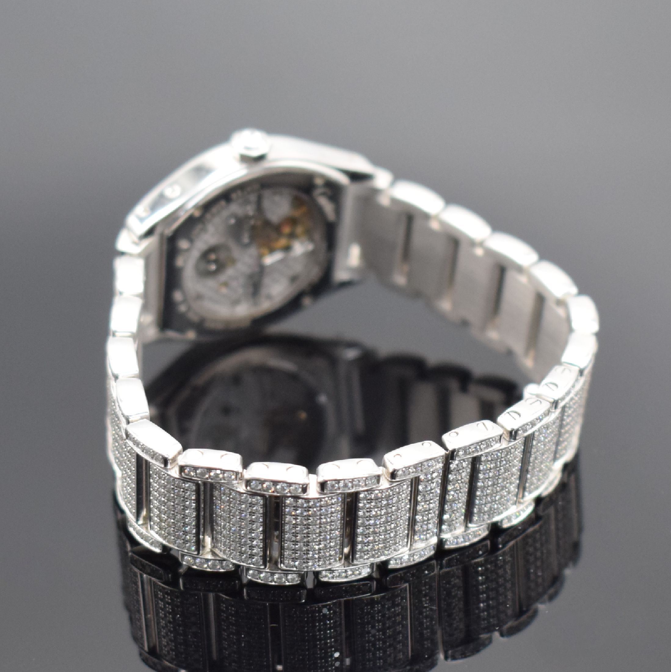 Detail b: CARTIER hochfeine & seltene Damenarmbanduhr Serie Tortue in WG 750/000 an Gliederband mit original Brillantbesatz Referenz WA5049MC, Handaufzug, ...