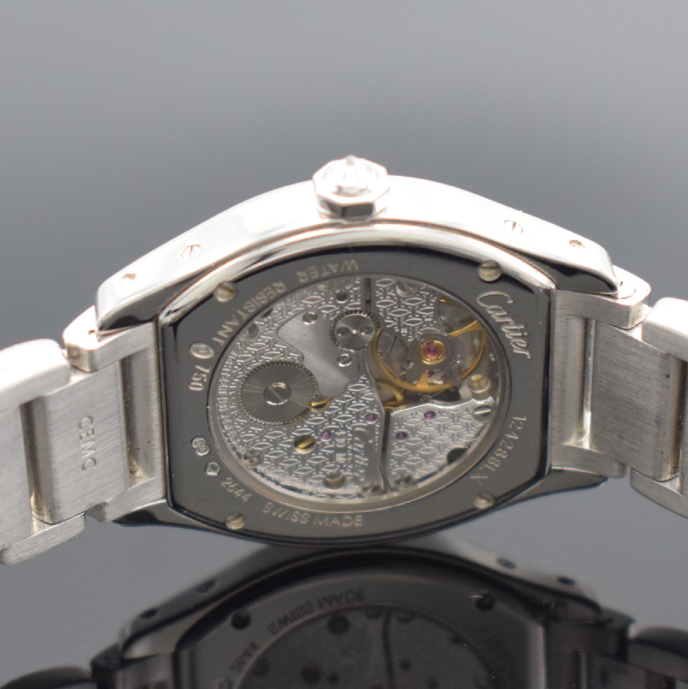 Detail f: CARTIER hochfeine & seltene Damenarmbanduhr Serie Tortue in WG 750/000 an Gliederband mit original Brillantbesatz Referenz WA5049MC, Handaufzug, ...