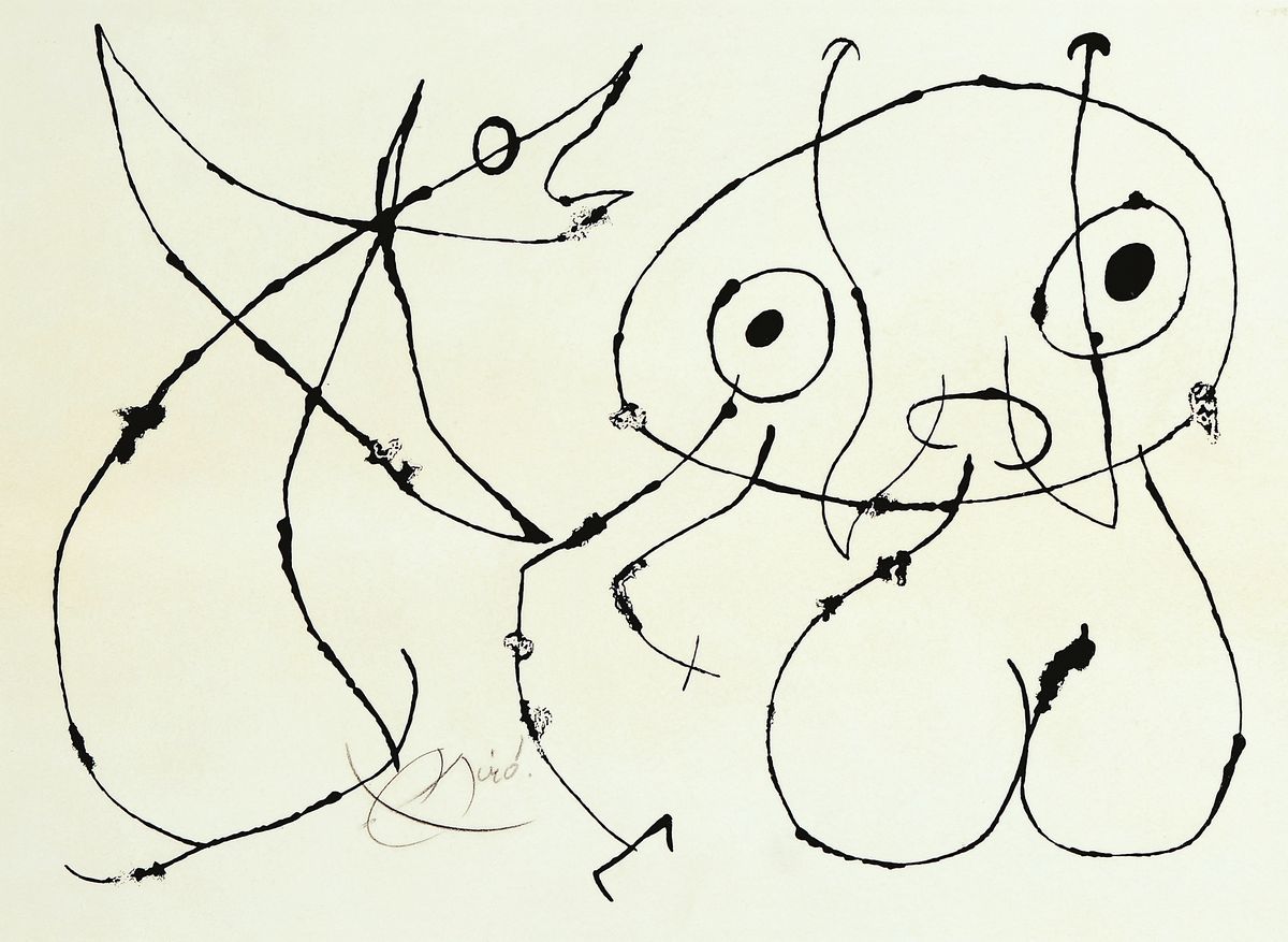 Joan Miro, 1893 Barcelona - 1983 Palma, Lithographie, Couverture der Mappe " Le lezardaux plumes d'or" (Paris 1971), handsigniert, ...