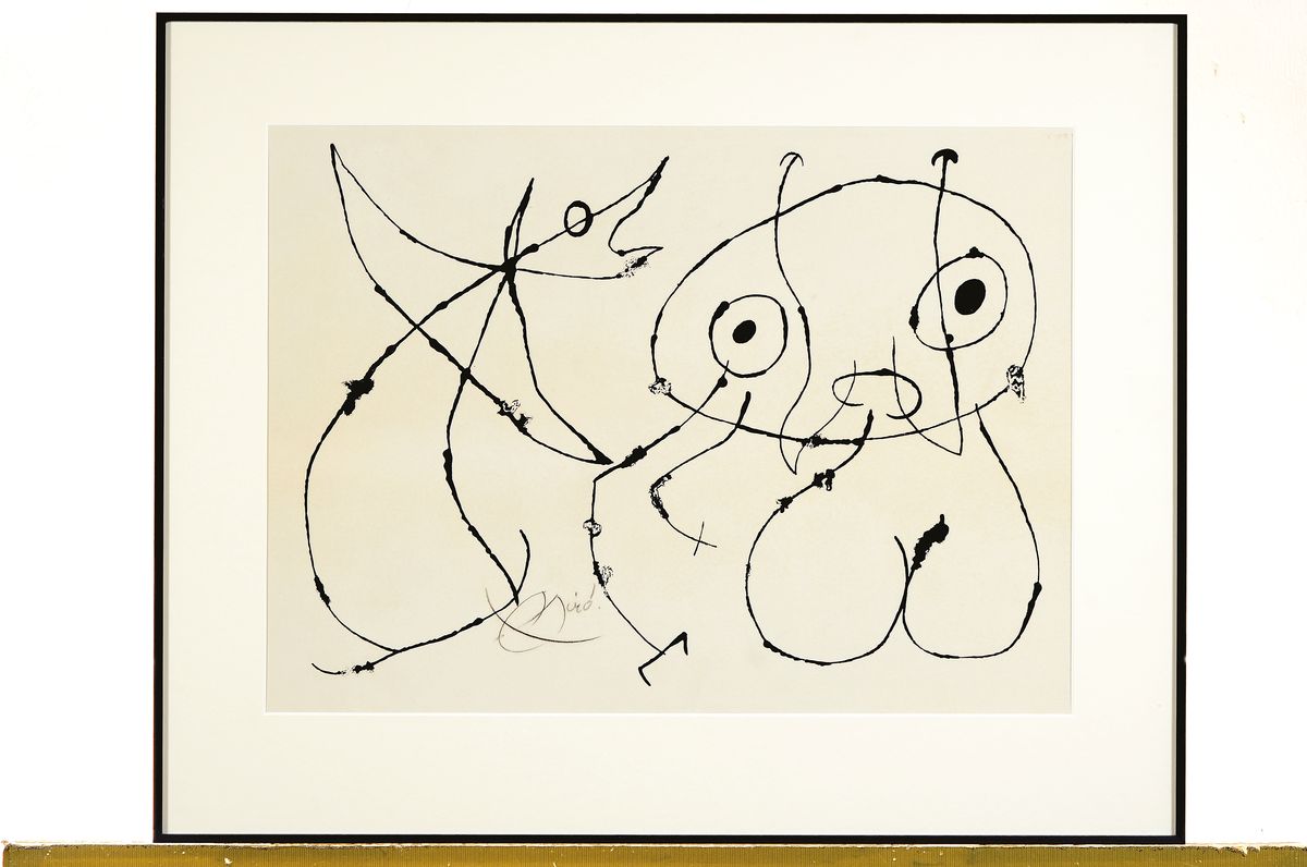 Detail k: Joan Miro, 1893 Barcelona - 1983 Palma, Lithographie, Couverture der Mappe " Le lezardaux plumes d'or" (Paris 1971), handsigniert, ...
