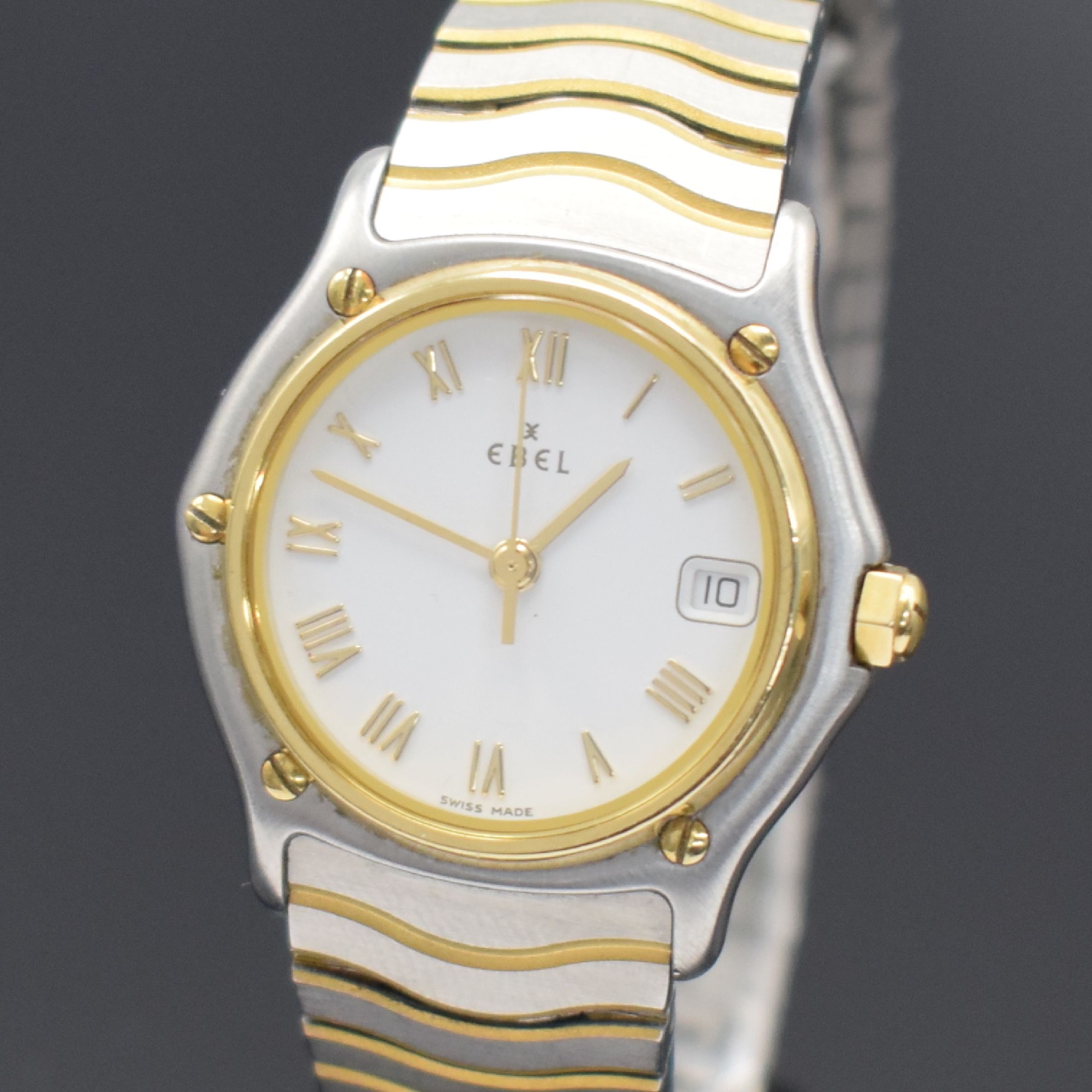 Detail a: EBEL Sport Classique Damenarmbanduhr in Edelstahl & Gold, Schweiz um 1995, quarz, Ref. E 1087121, Stülpgeh. m. 5-fach verschr. GG-Lünette, orig. ...