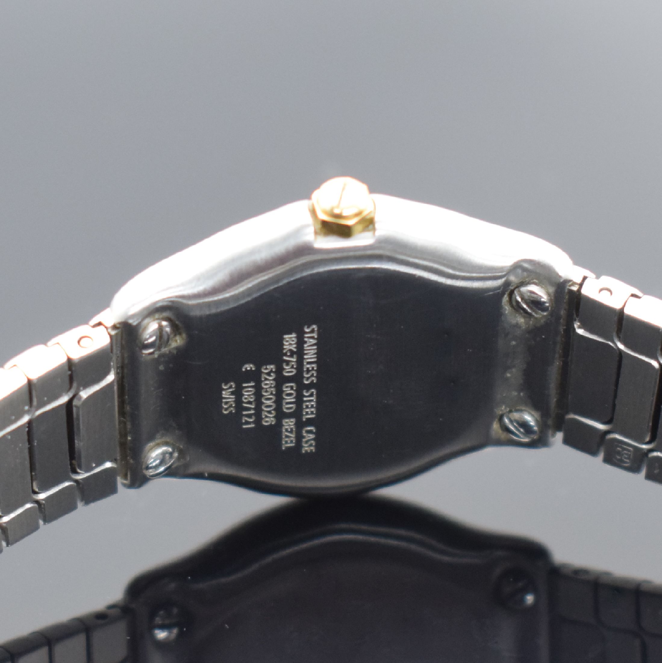 Detail d: EBEL Sport Classique Damenarmbanduhr in Edelstahl & Gold, Schweiz um 1995, quarz, Ref. E 1087121, Stülpgeh. m. 5-fach verschr. GG-Lünette, orig. ...