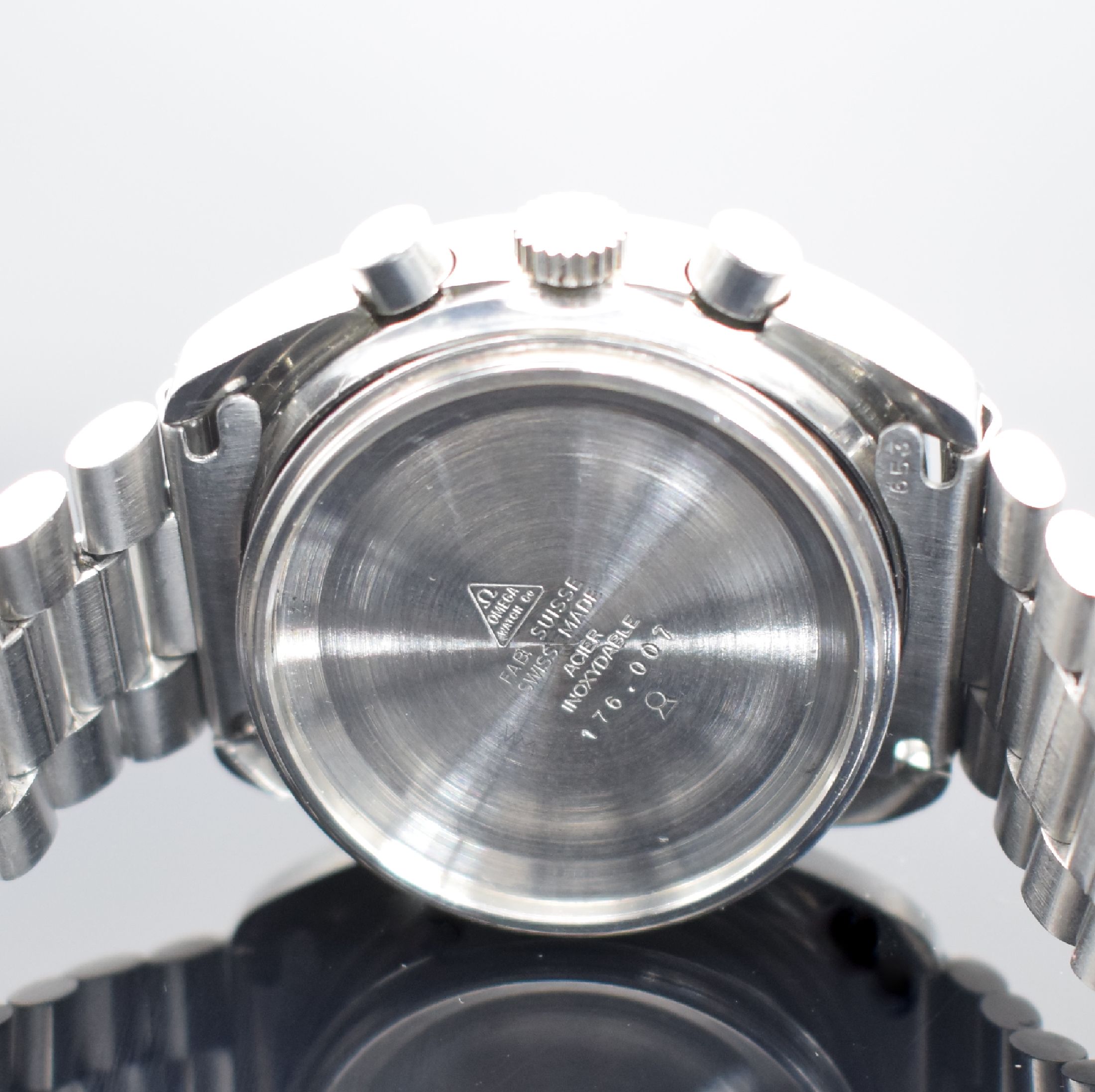 Detail g: OMEGA Seamaster Armbandchronograph, Schweiz um 1972, Ref. 176.007, Automatik, Edelstahlgeh. inkl. orig. Gliederband m. Faltschl., Boden m. ...