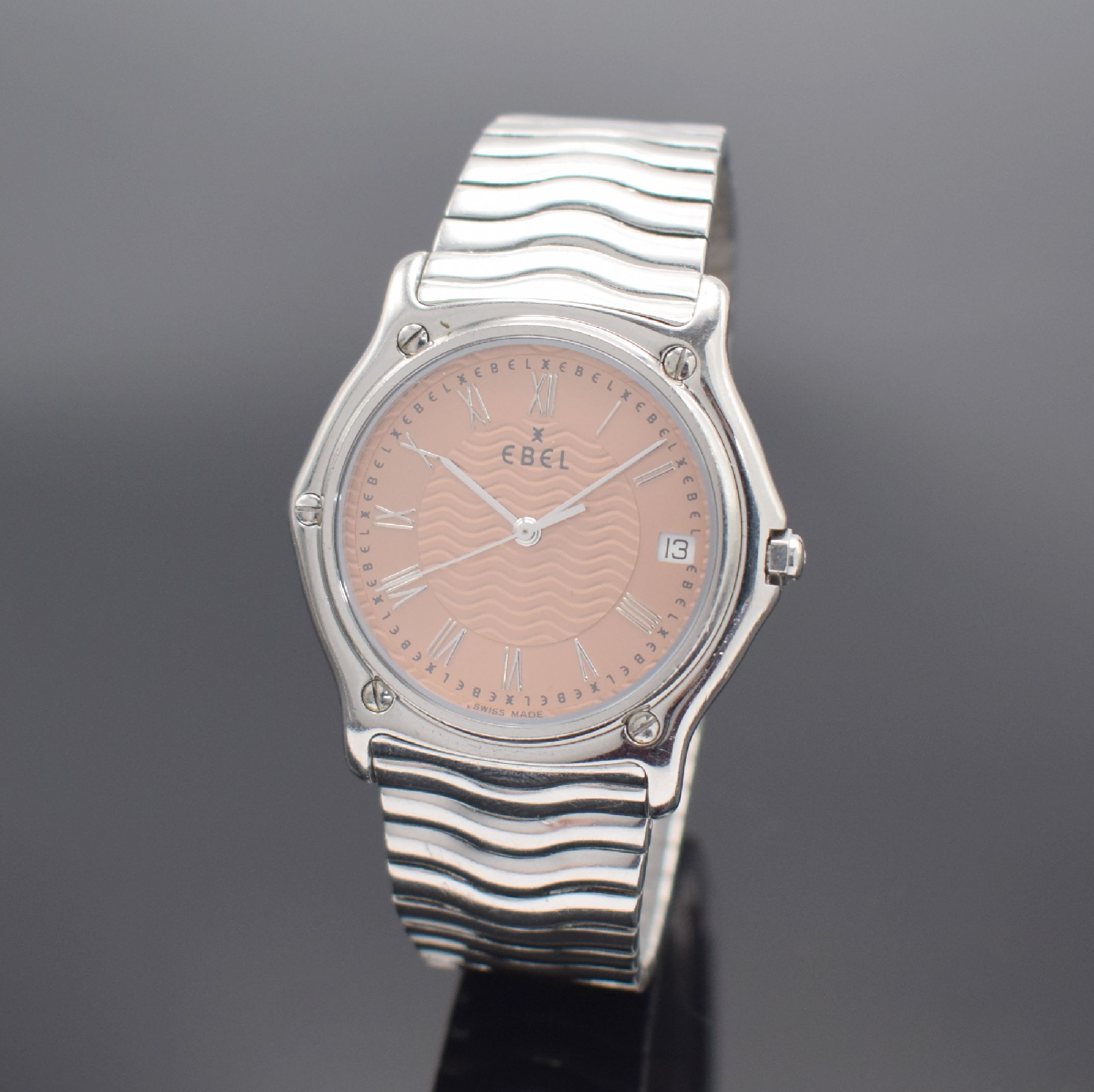 EBEL Herrenarmbanduhr Sport Classique in Stahl, Schweiz um 1995, quarz, Ref. E9187142, Stülpgeh. m. 5-fach verschr. Lünette, orig. Gliederband m. ...