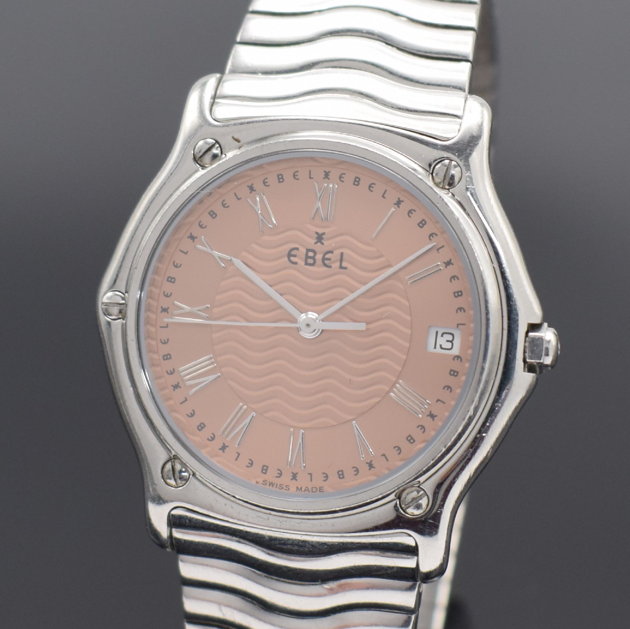 Detail a: EBEL Herrenarmbanduhr Sport Classique in Stahl, Schweiz um 1995, quarz, Ref. E9187142, Stülpgeh. m. 5-fach verschr. Lünette, orig. Gliederband m. ...