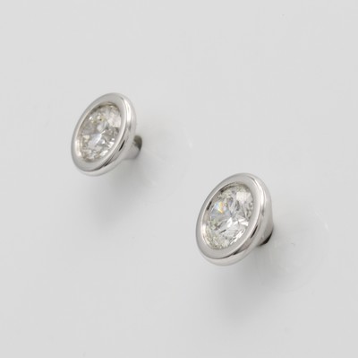 26507010a - Paar Ohrstecker mit Brillanten, WG 750/000, 2 Brill. zus. ca. 1.00 ct Weiß/si