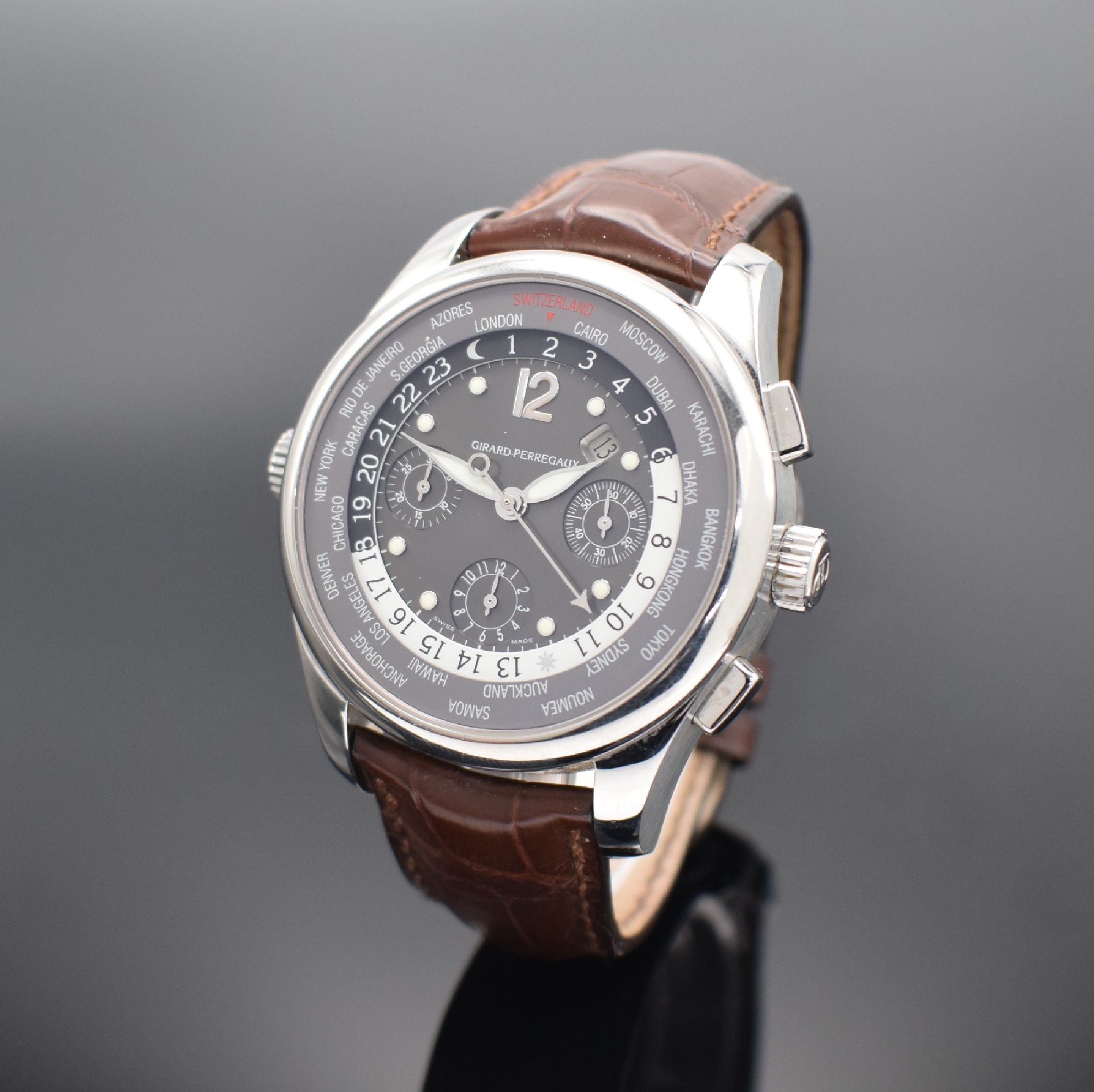 GIRARD PERREGAUX seltene, auf 50 Stück limitierter Armbandchronograph WW.TC Switzerland Referenz 49800, Automatik, Edelstahlgeh. inkl. orig. ...