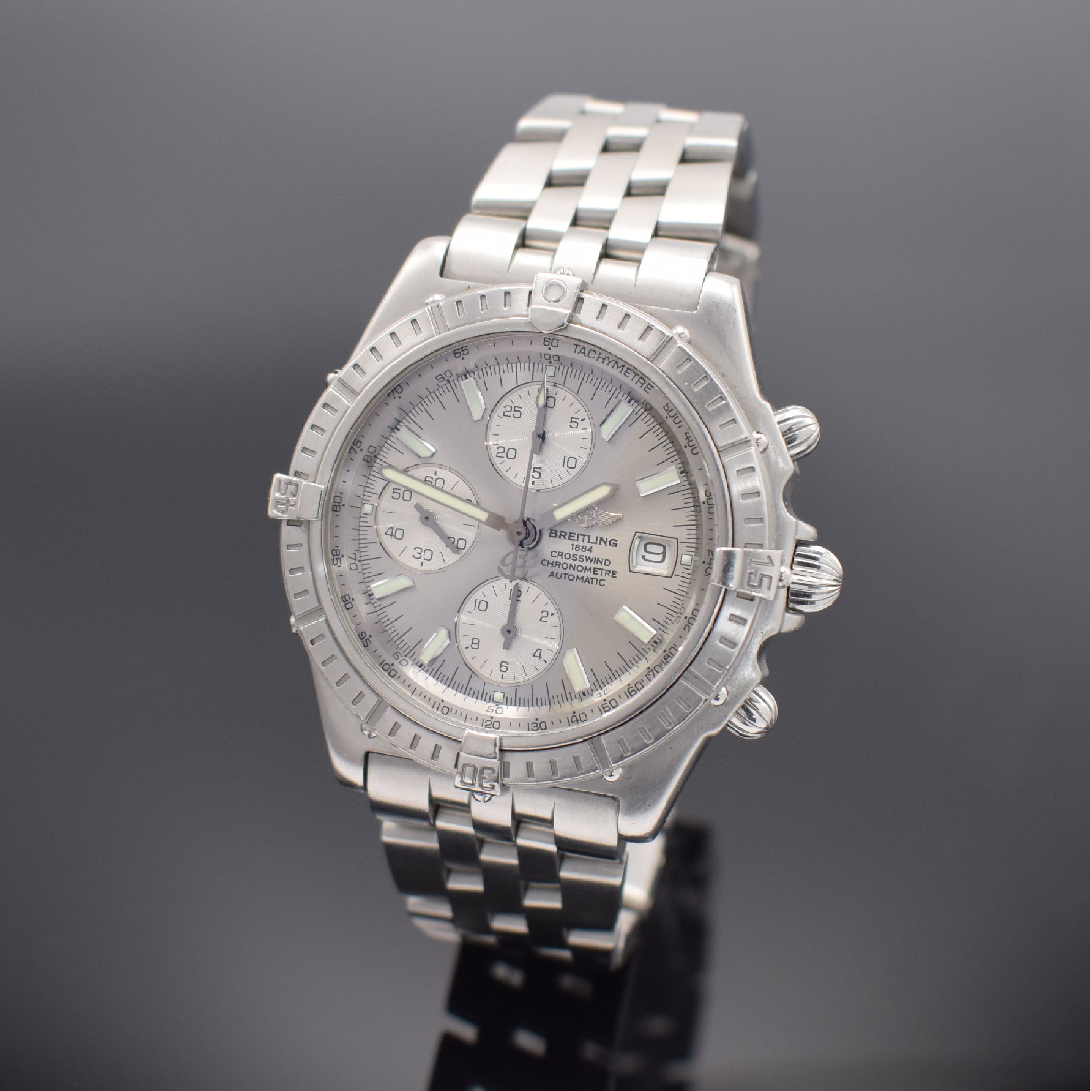 BREITLING Chronometer Crosswind Racing Herrenarmbanduhr mit Chronograph Referenz A13355, Schweiz um 2005, Automatik, Edelstahlgeh. inkl. Gliederband ...