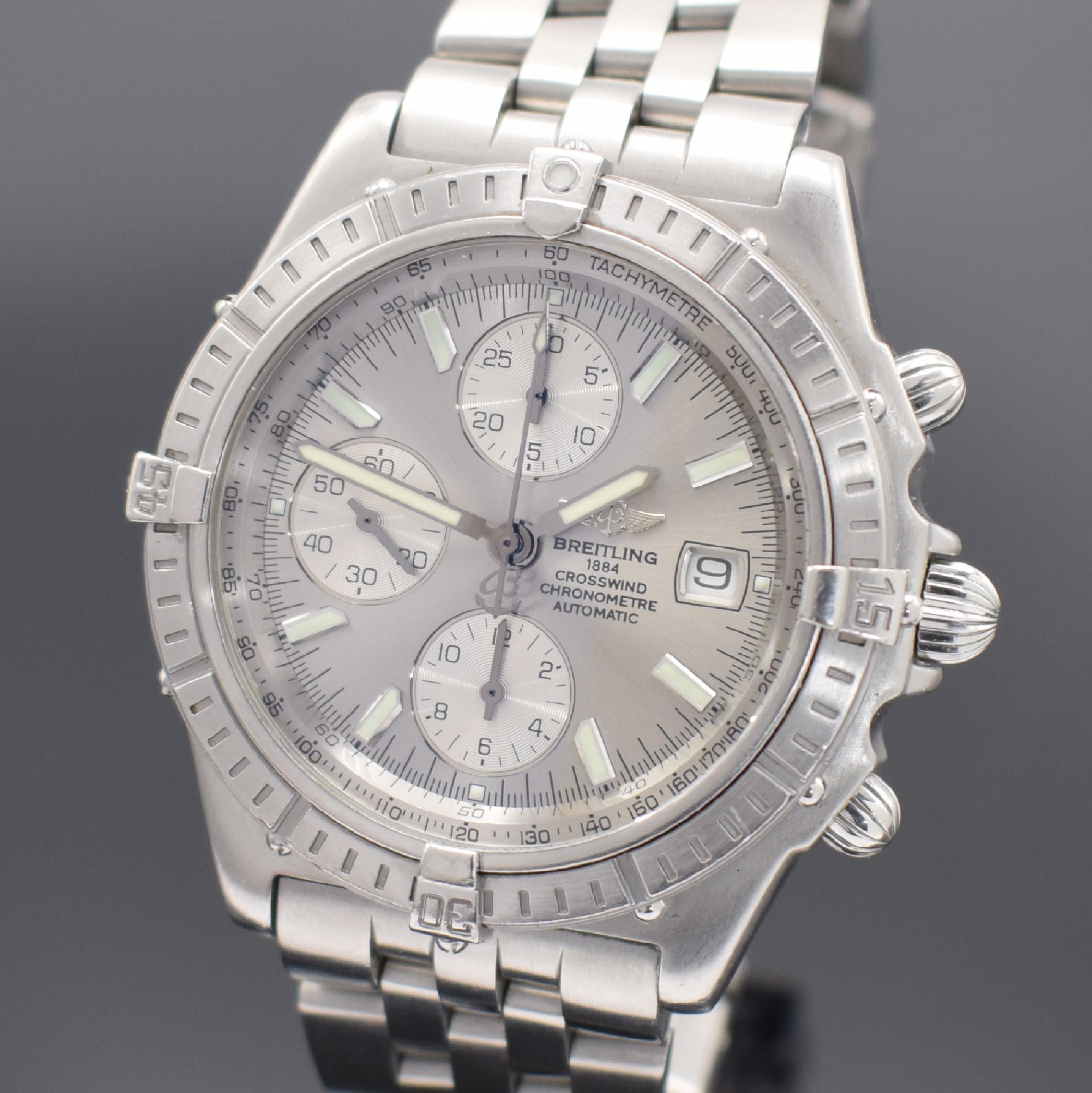 Detail a: BREITLING Chronometer Crosswind Racing Herrenarmbanduhr mit Chronograph Referenz A13355, Schweiz um 2005, Automatik, Edelstahlgeh. inkl. Gliederband ...