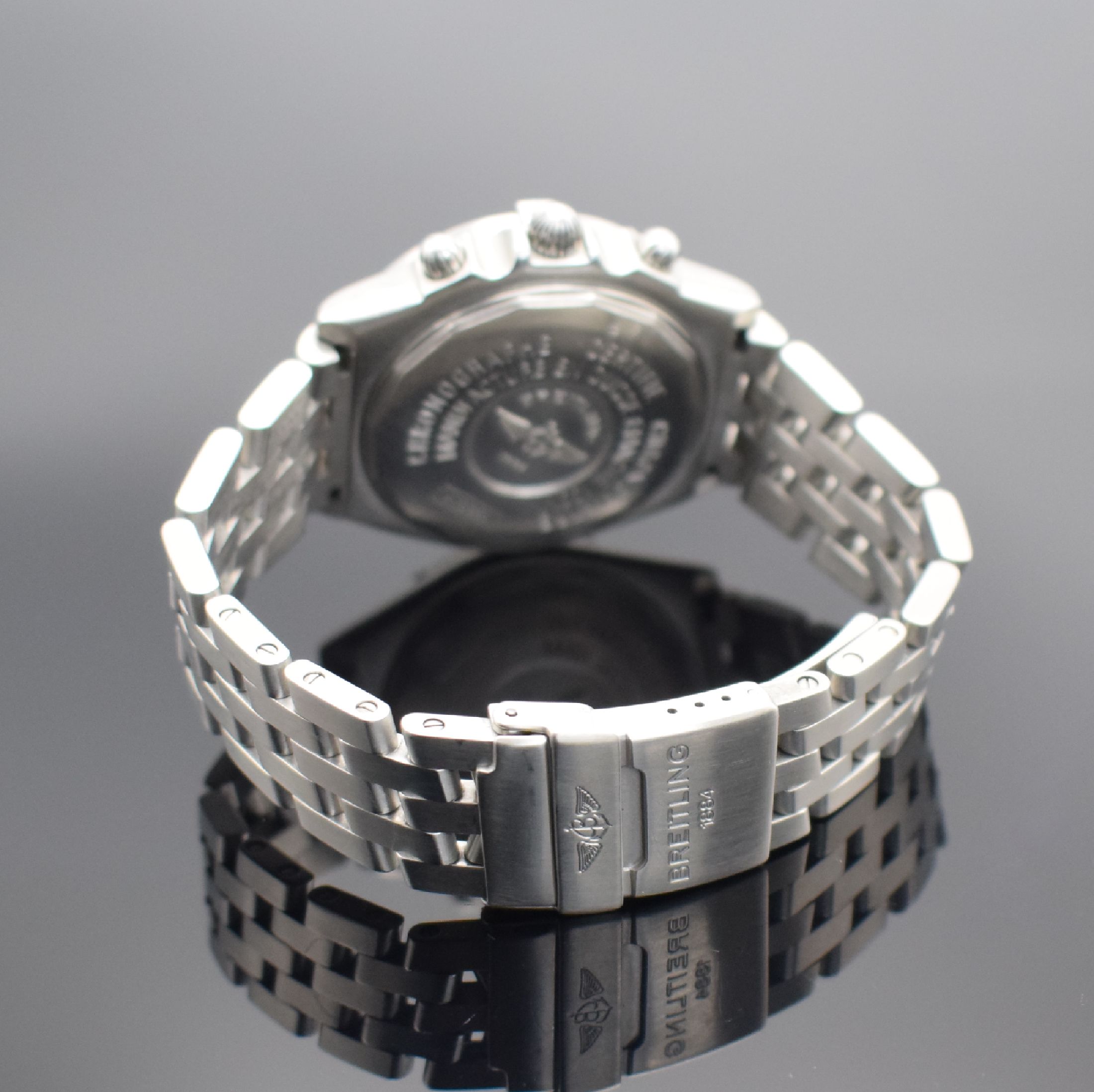 Detail b: BREITLING Chronometer Crosswind Racing Herrenarmbanduhr mit Chronograph Referenz A13355, Schweiz um 2005, Automatik, Edelstahlgeh. inkl. Gliederband ...