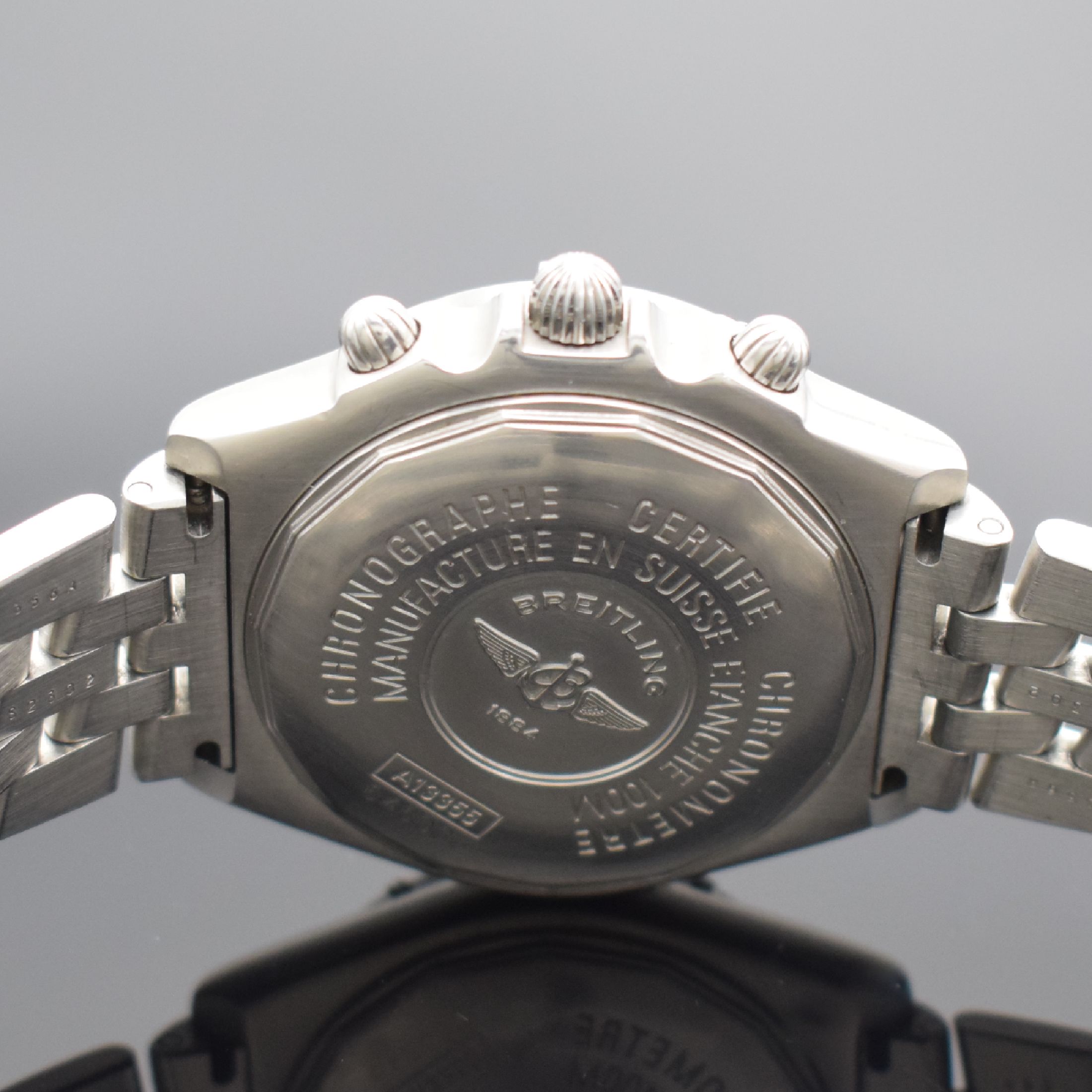 Detail d: BREITLING Chronometer Crosswind Racing Herrenarmbanduhr mit Chronograph Referenz A13355, Schweiz um 2005, Automatik, Edelstahlgeh. inkl. Gliederband ...