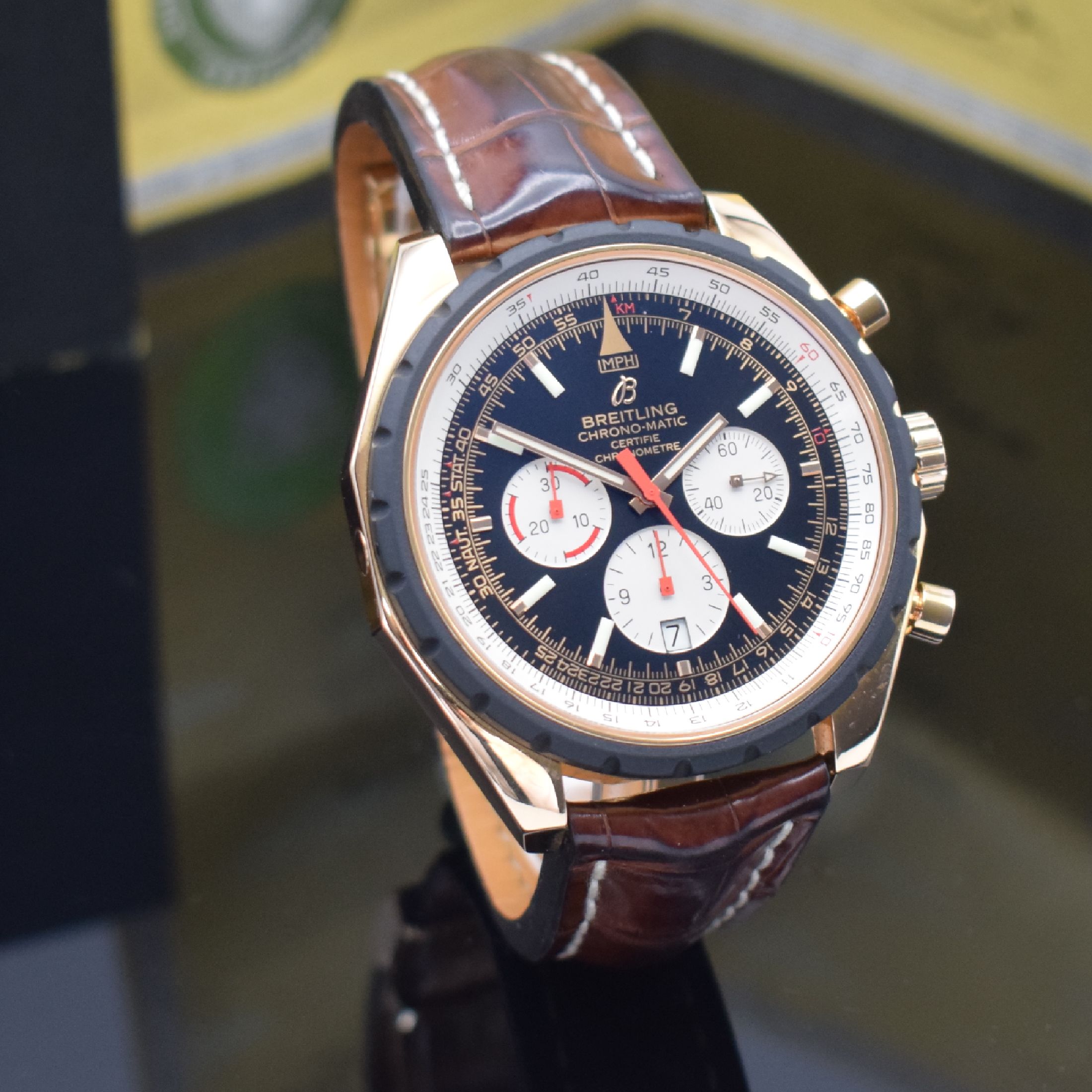 Detail f: BREITLING auf 500 Stück limitierter Armbandchronograph Chrono-Matic 49 in Roségold 750/000 Referenz R14360, Schweiz um 2017, orig. Lederband m. ...