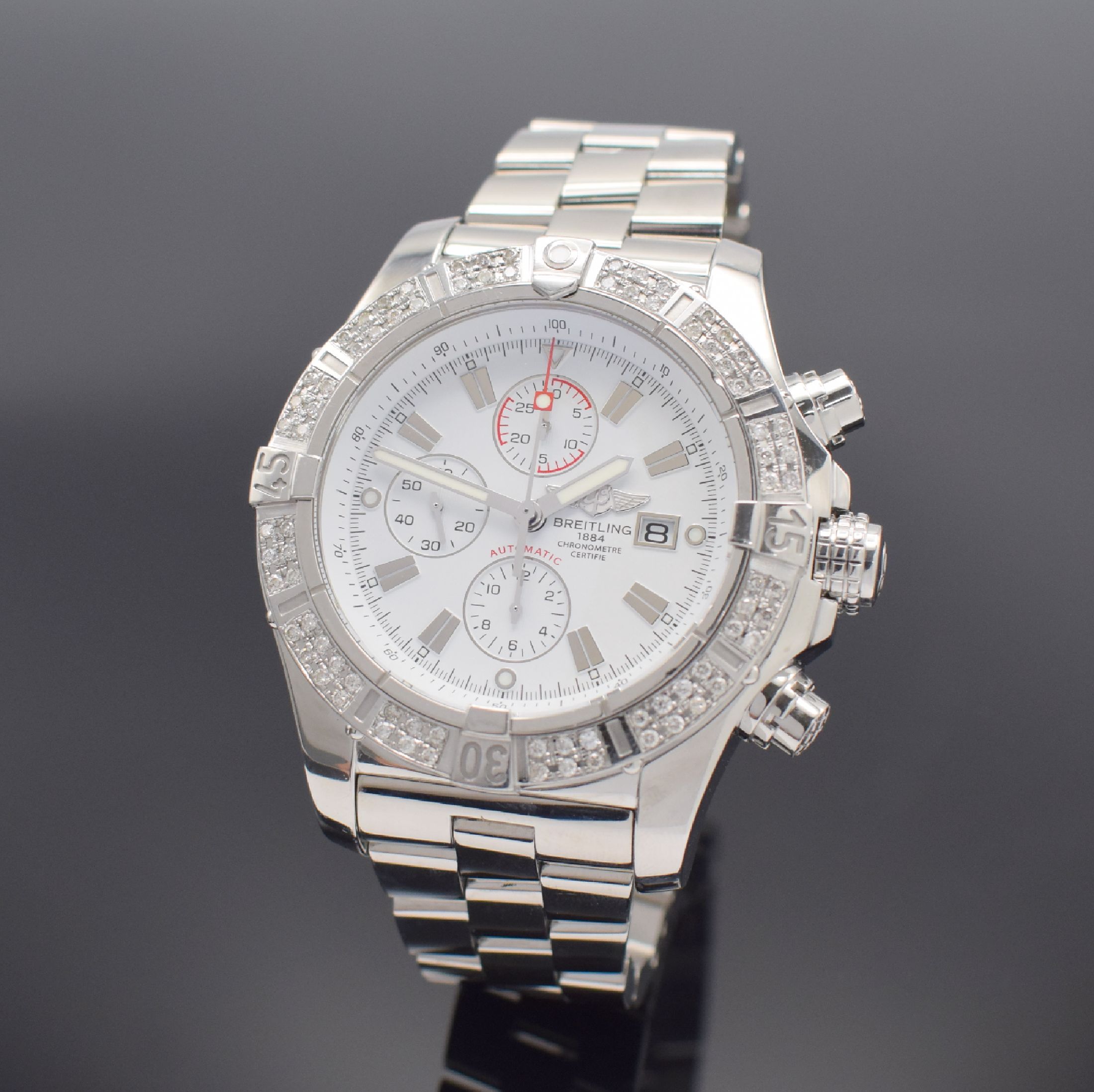 BREITLING Armbandchronometer mit Chronograph Super Avenger Referenz A13370, Automatik, Edelstahlgeh. inkl. Gliederband m. Faltschl., Boden & Krone ...