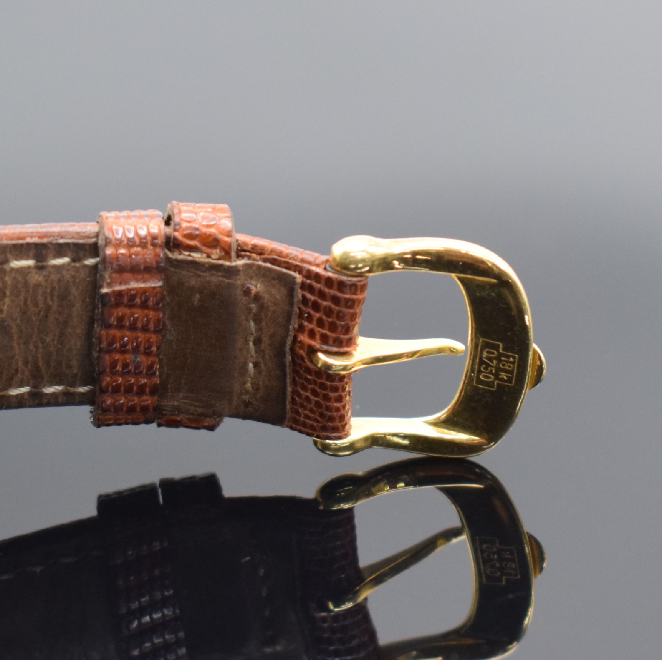 Detail c: GLASHÜTTE ORIGINAL auf 999 Stück limitierte Herrenarmbanduhr in GG 750/000, Automatik, Deutschland um 1993, beids. vergl., Boden aufgedr., orig. ...