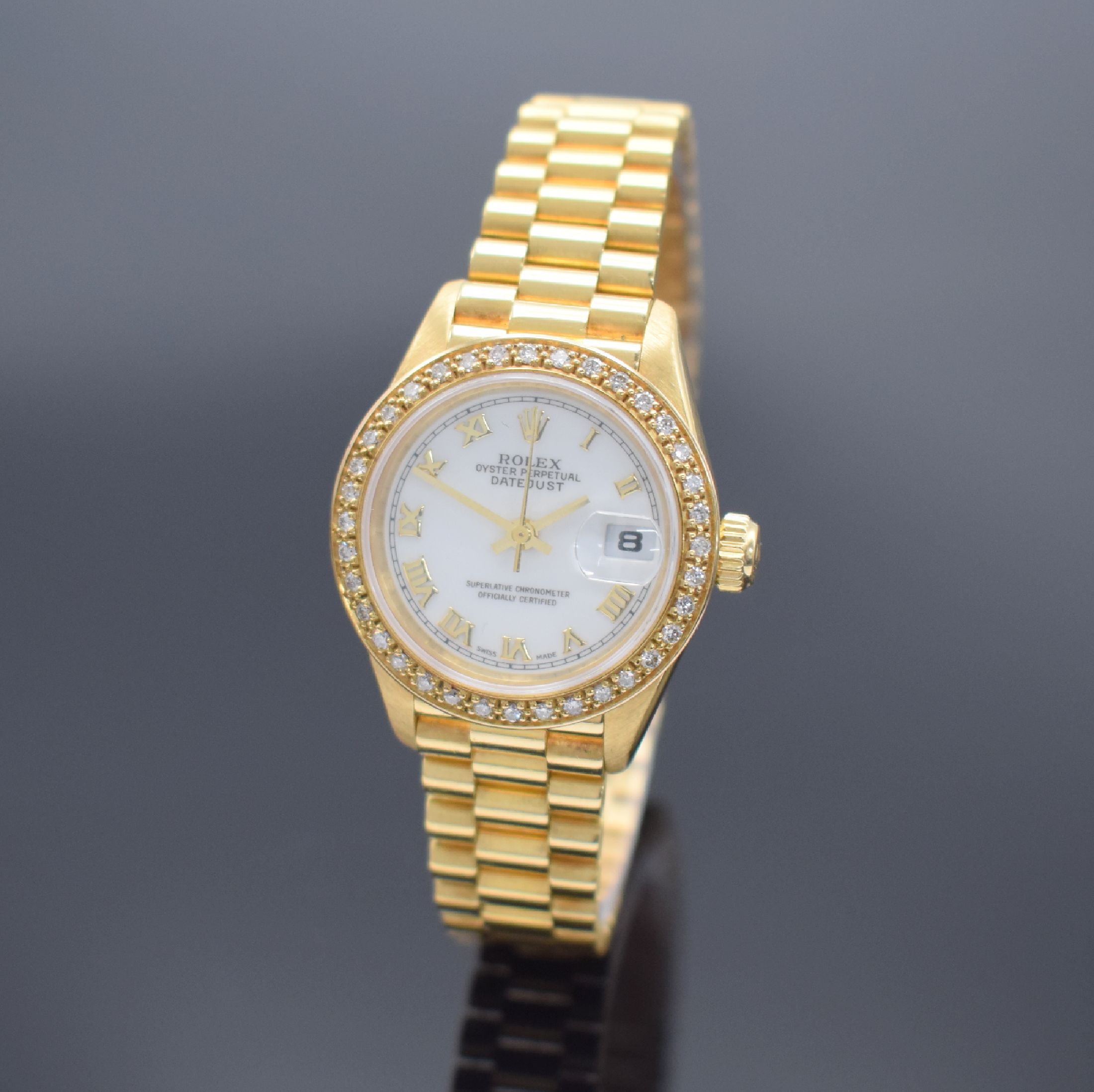 ROLEX Damenarmbanduhr Oyster Perpetual Datejust Referenz 69178, Automatik, T-Serie,Chronometer der Superlative in GG 750/000 inkl. Präsidentband m. ...