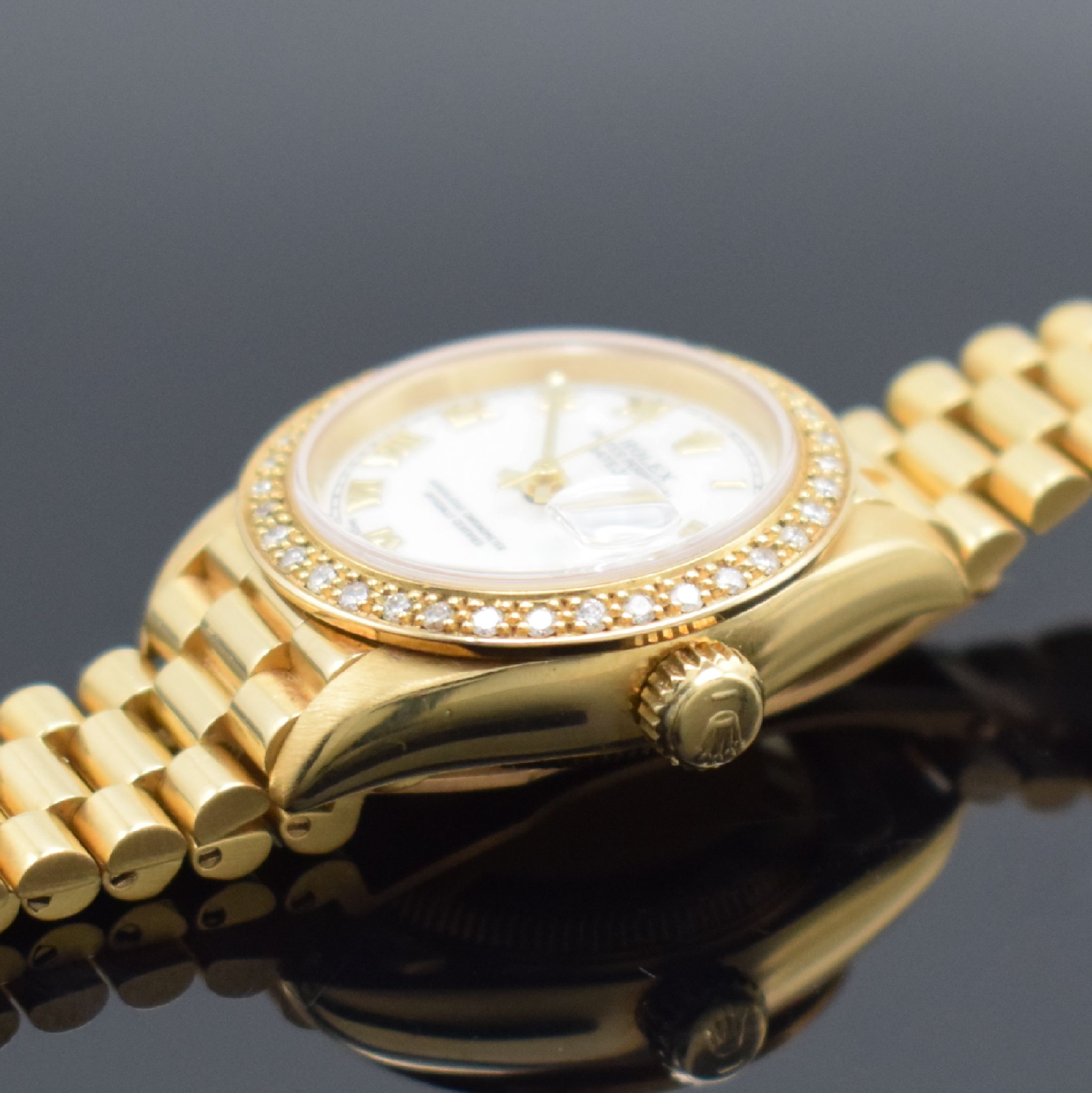 Detail d: ROLEX Damenarmbanduhr Oyster Perpetual Datejust Referenz 69178, Automatik, T-Serie,Chronometer der Superlative in GG 750/000 inkl. Präsidentband m. ...