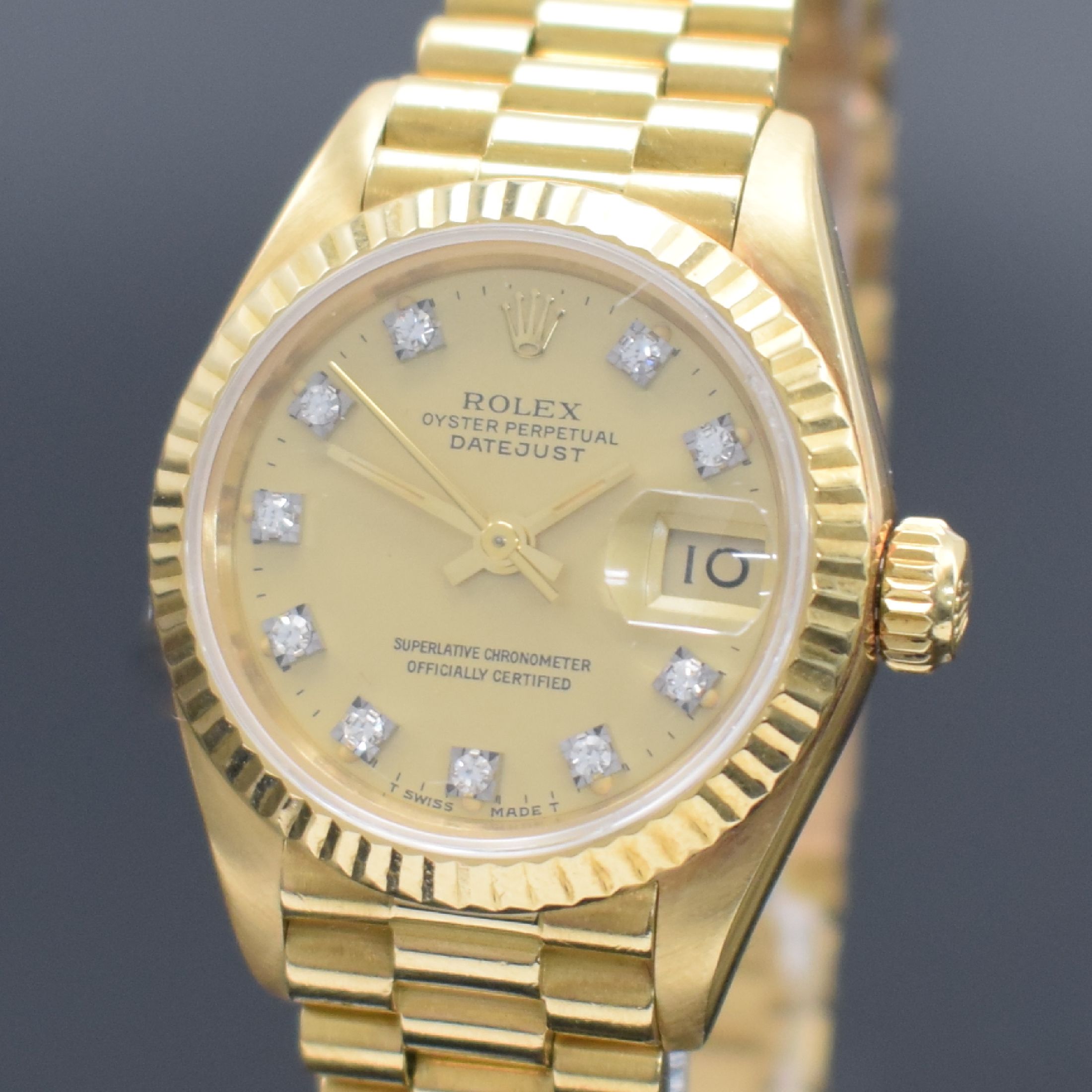 Detail a: ROLEX Damenarmbanduhr Oyster Perpetual Datejust Referenz 69178, Automatik, Schweiz um 1985, Chronometer der Superlative in GG 750/000 inkl. ...