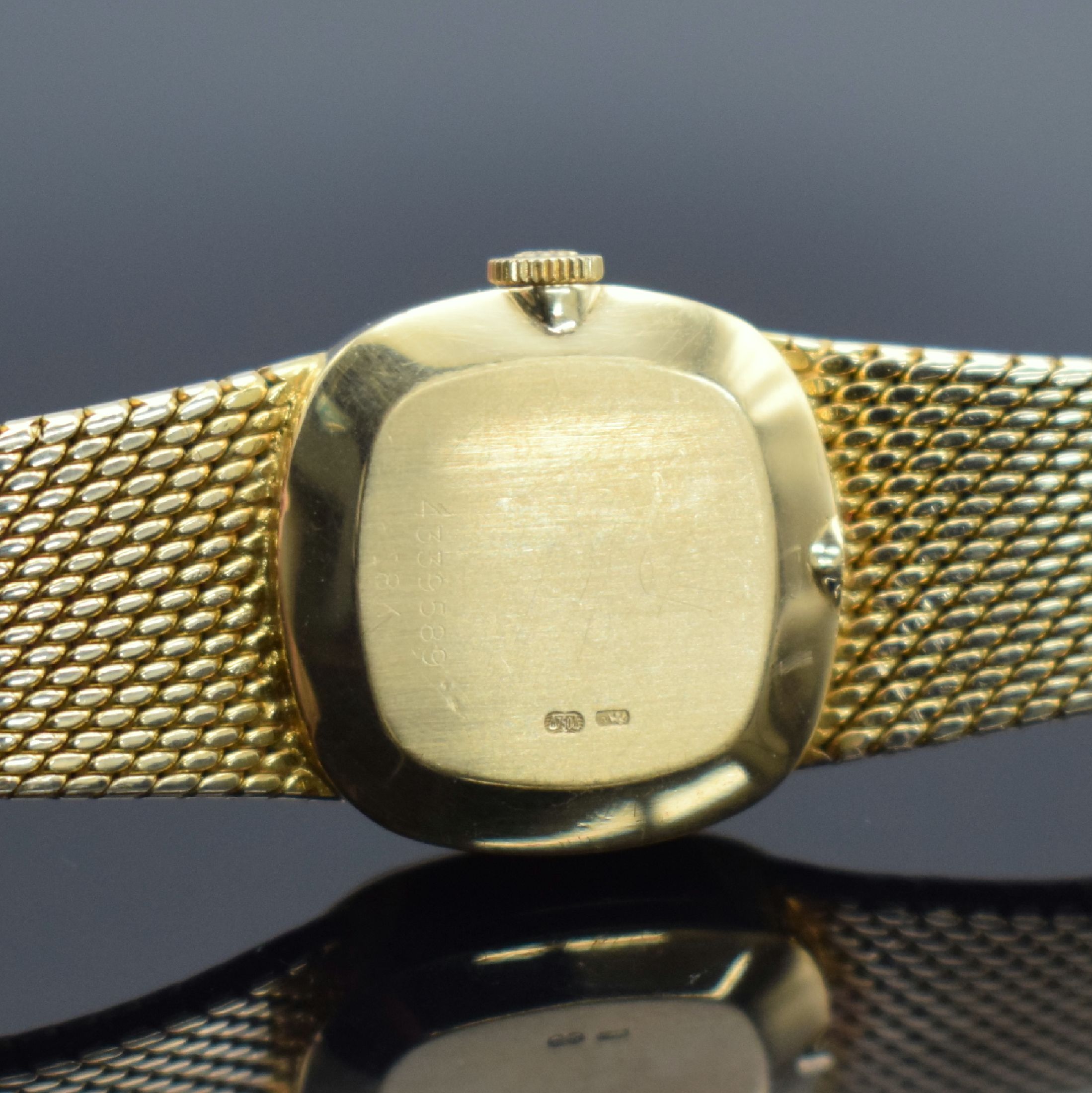 Detail d: ROLEX Damenarmbanduhr in GG 750/000, Handaufzug, Schweiz um 1966, neutrales GG 750/000 Milanaiseband, Boden aufgedr., gold. Zifferbl. m. aufgel. ...