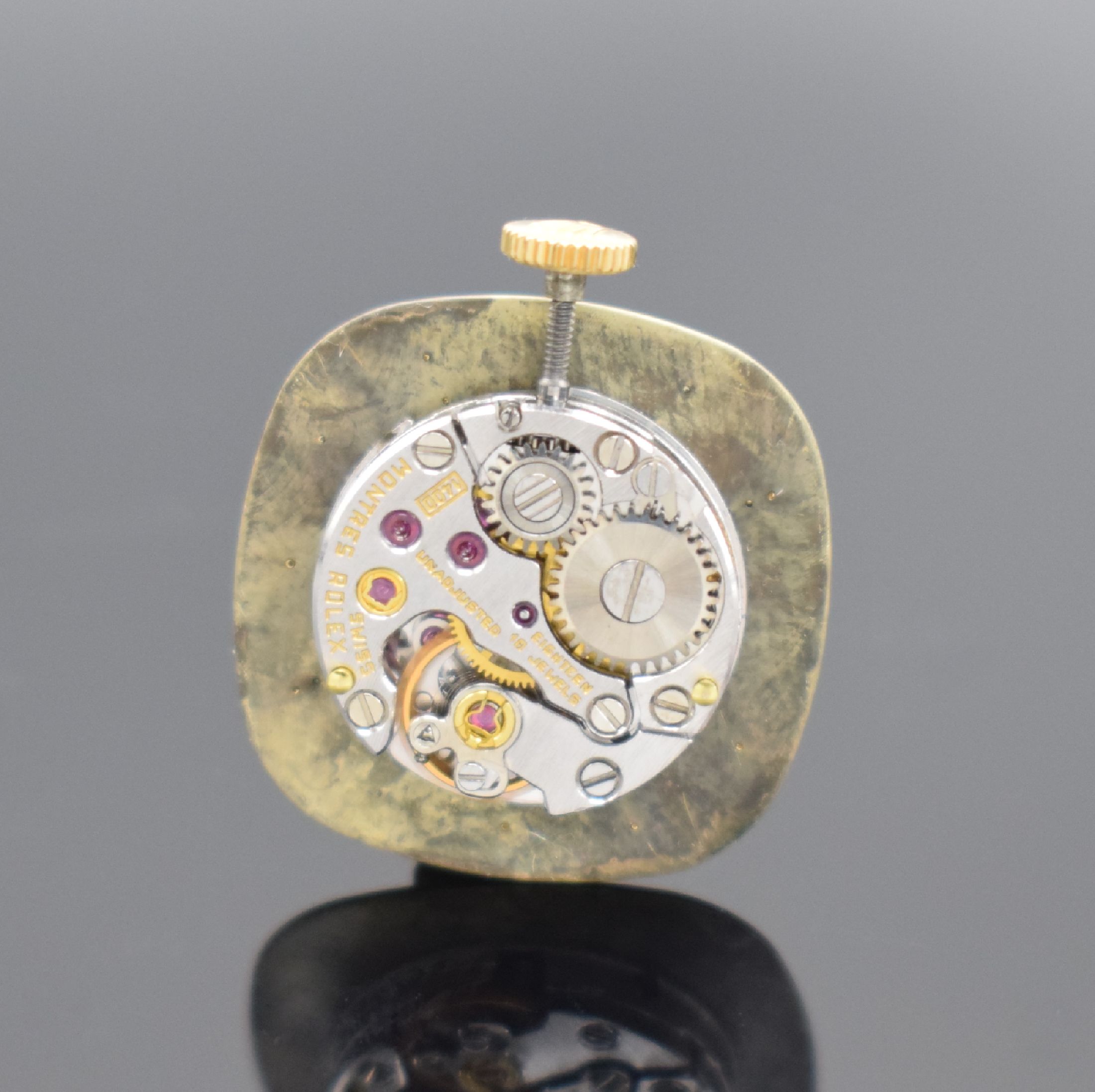 Detail e: ROLEX Damenarmbanduhr in GG 750/000, Handaufzug, Schweiz um 1966, neutrales GG 750/000 Milanaiseband, Boden aufgedr., gold. Zifferbl. m. aufgel. ...