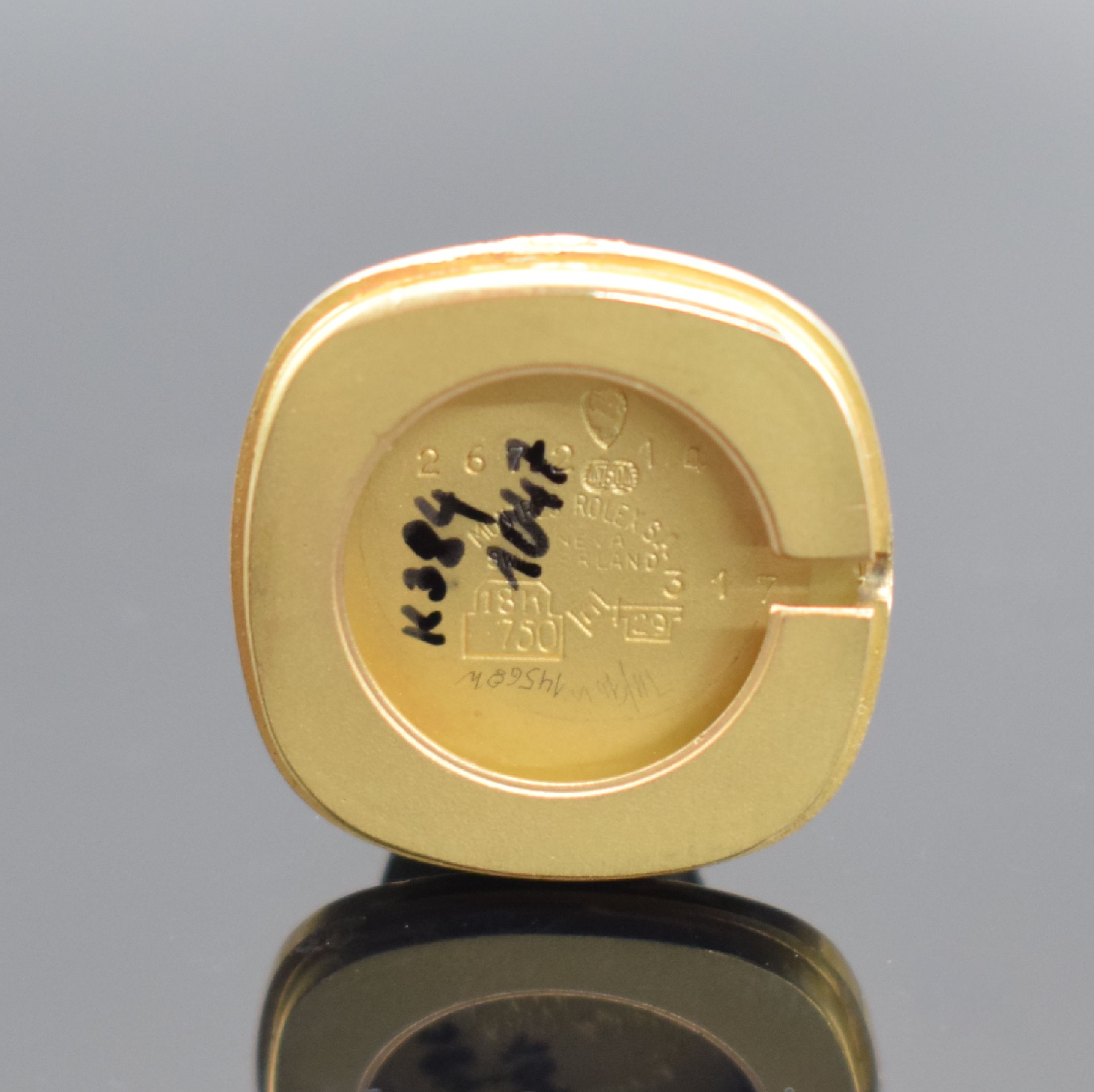 Detail f: ROLEX Damenarmbanduhr in GG 750/000, Handaufzug, Schweiz um 1966, neutrales GG 750/000 Milanaiseband, Boden aufgedr., gold. Zifferbl. m. aufgel. ...