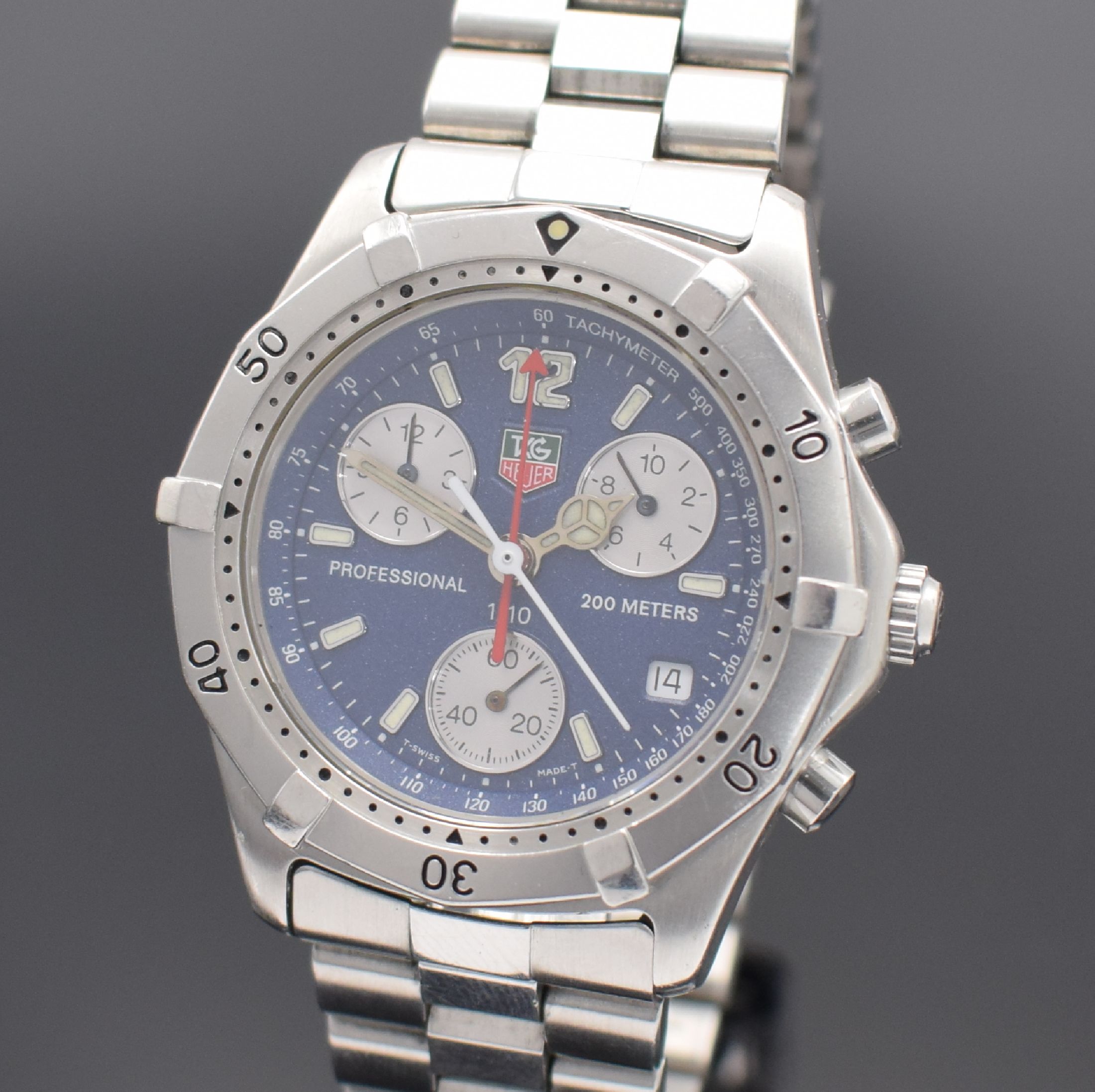 Detail a: TAG HEUER Professional Armbandchronograph in Stahl Referenz CK1112, Schweiz um 1998, Boden & Krone verschr., Gliederband m. Faltschl. & ...