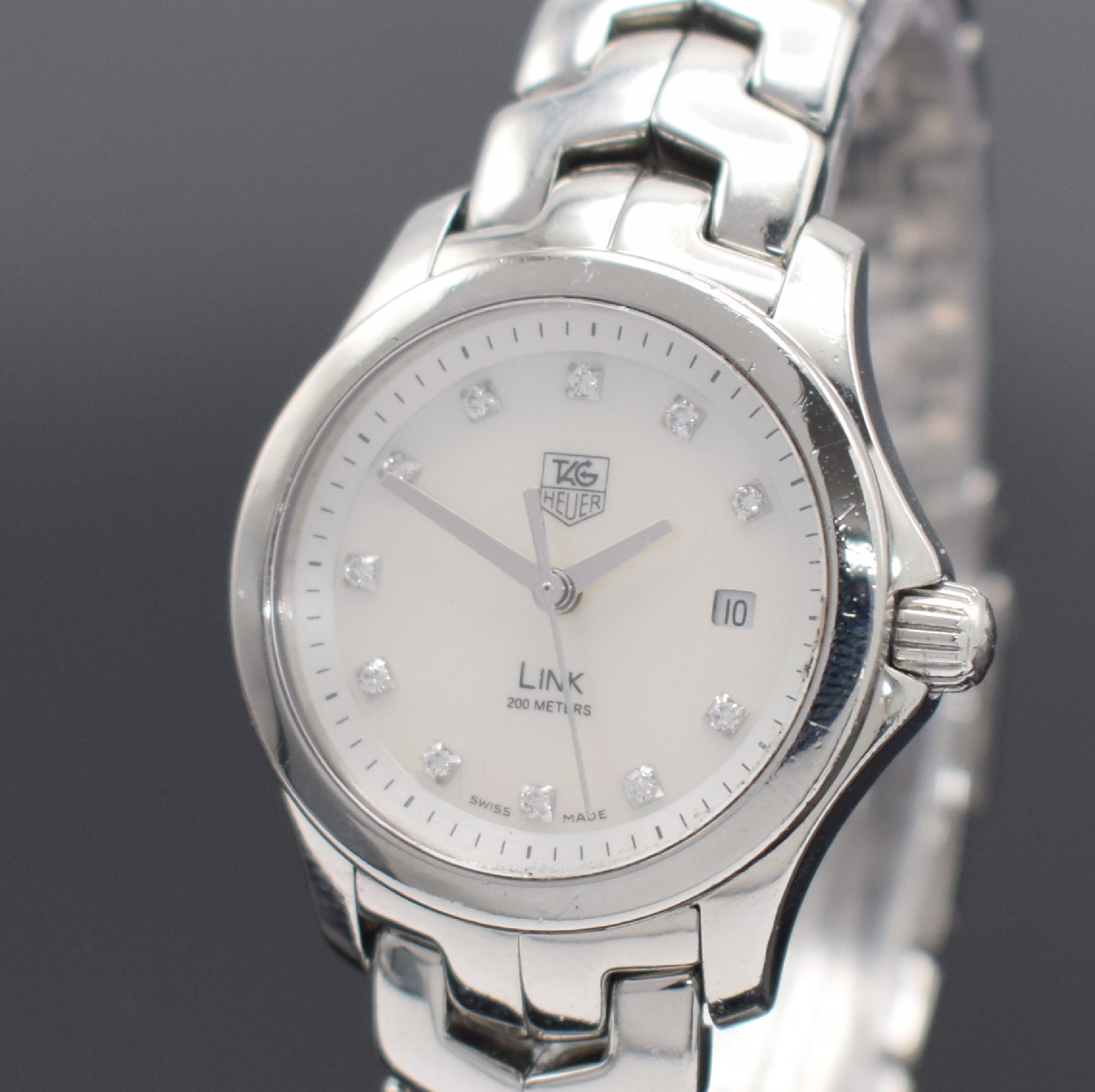 Detail a: TAG HEUER Damenarmbanduhr Link Referenz WJF1317, Edelstahlgeh. inkl. Gliederband m. Faltschl., Boden & Krone verschr., quarz, Perlmuttzifferblatt m. ...