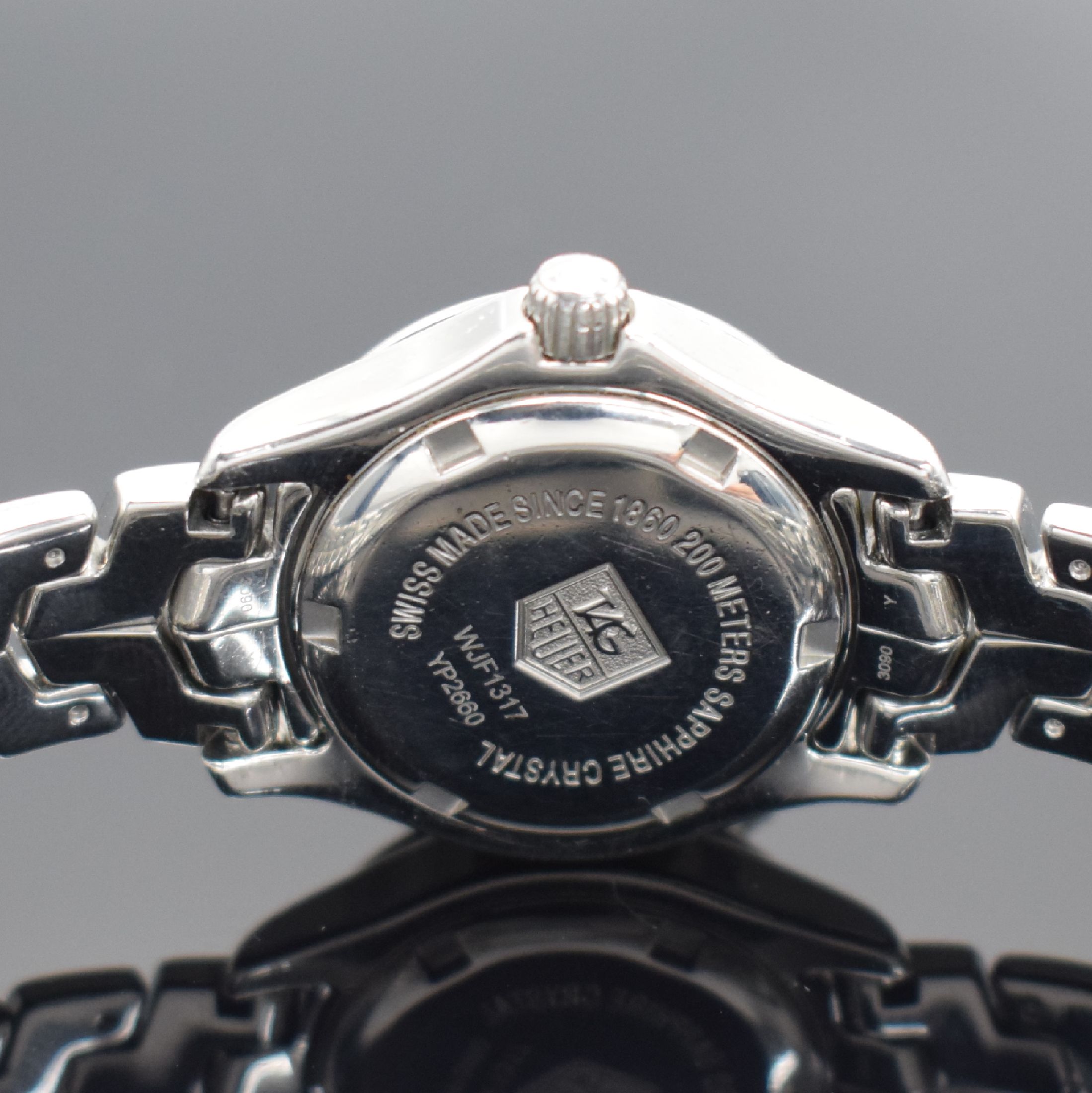 Detail d: TAG HEUER Damenarmbanduhr Link Referenz WJF1317, Edelstahlgeh. inkl. Gliederband m. Faltschl., Boden & Krone verschr., quarz, Perlmuttzifferblatt m. ...