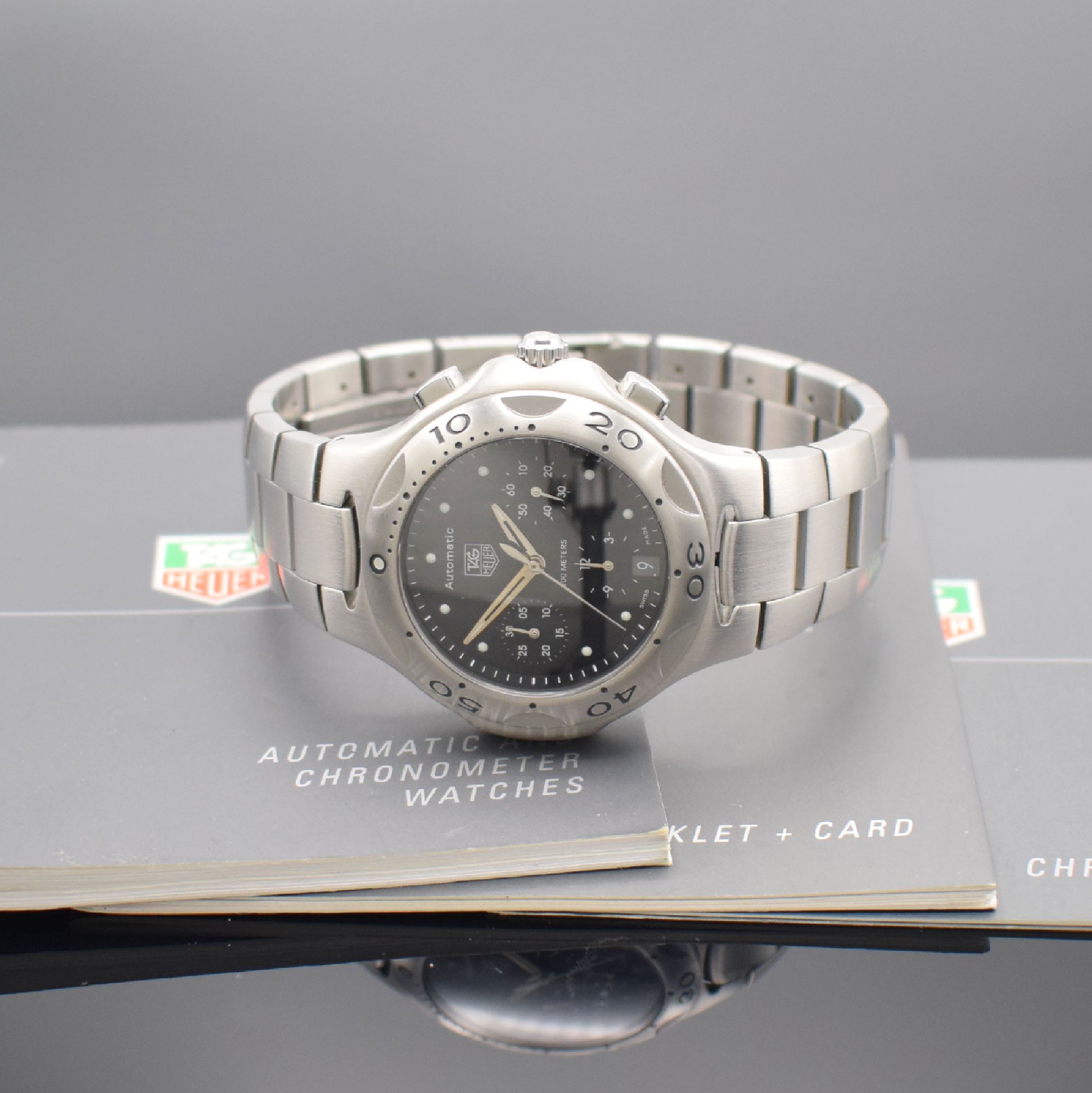 Detail e: TAG HEUER Armbandchronograph Kirium Referenz CL2110, Automatik, Schweiz um 2005, Edelstahlgeh. inkl. Gliederband m. Faltschl., Boden & Krone ...