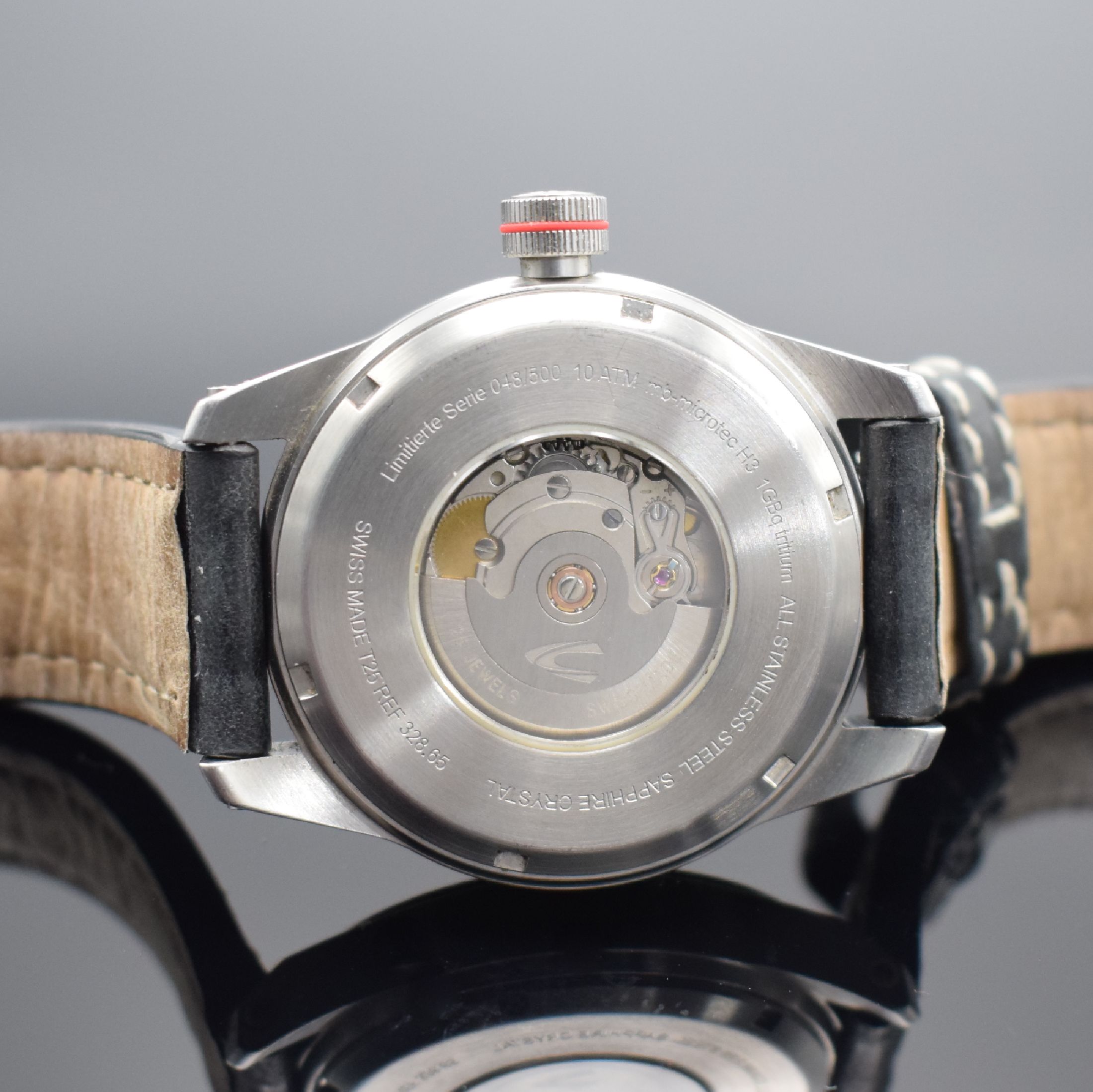 Detail c: SWISS TIMER auf 500 Stück limitierte Armbanduhr Referenz 328.65, Automatik, Schweiz um 2015, Edelstahlgeh. inkl. Lederbandm. Dornschl., beids. ...