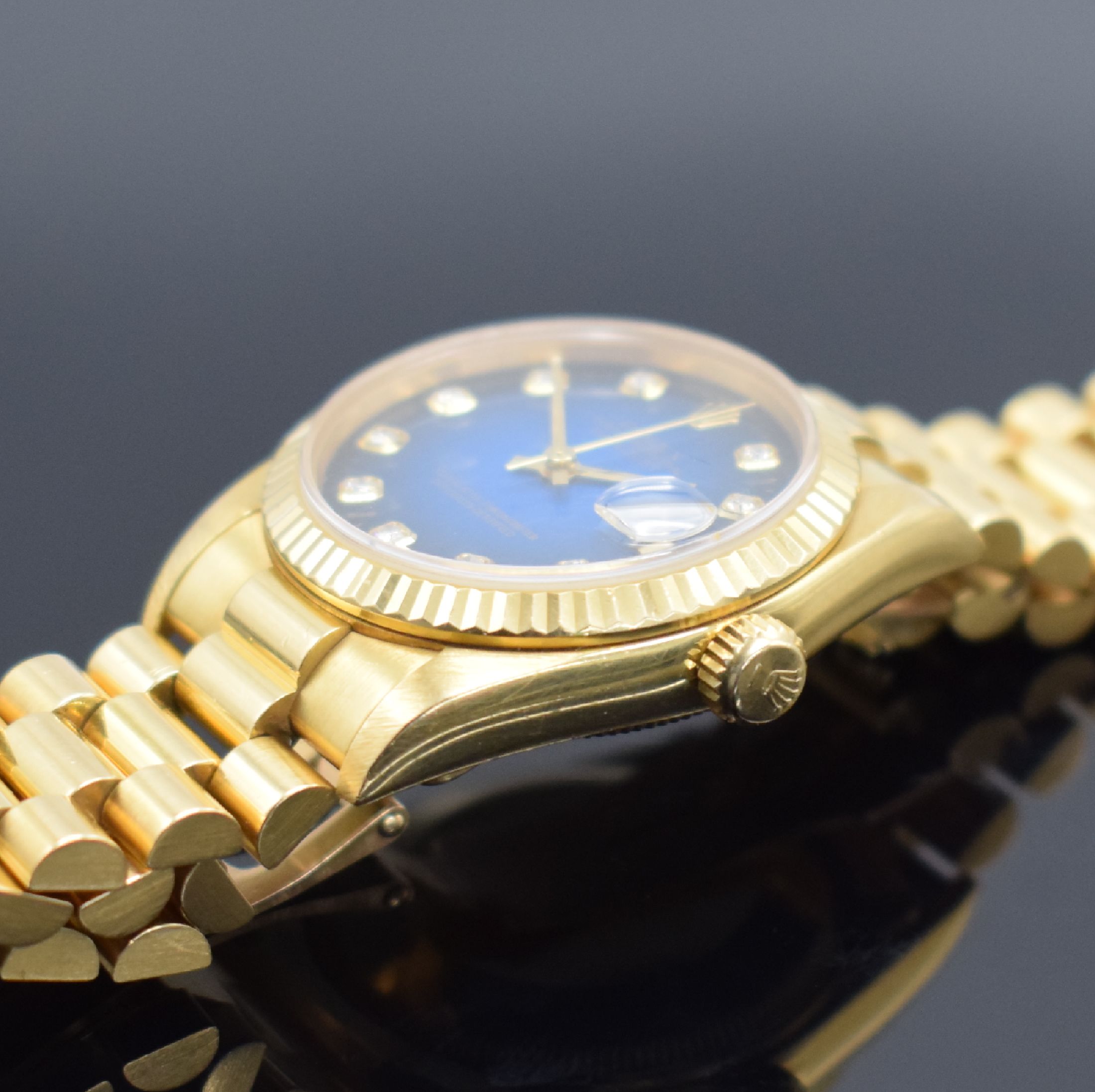 Detail d: ROLEX Mediumarmbanduhr Oyster Perpetual Datejust Referenz 69278 mit seltenem blauem "Vignette" Zifferblatt, Schweiz um 1996, Automatik, ...