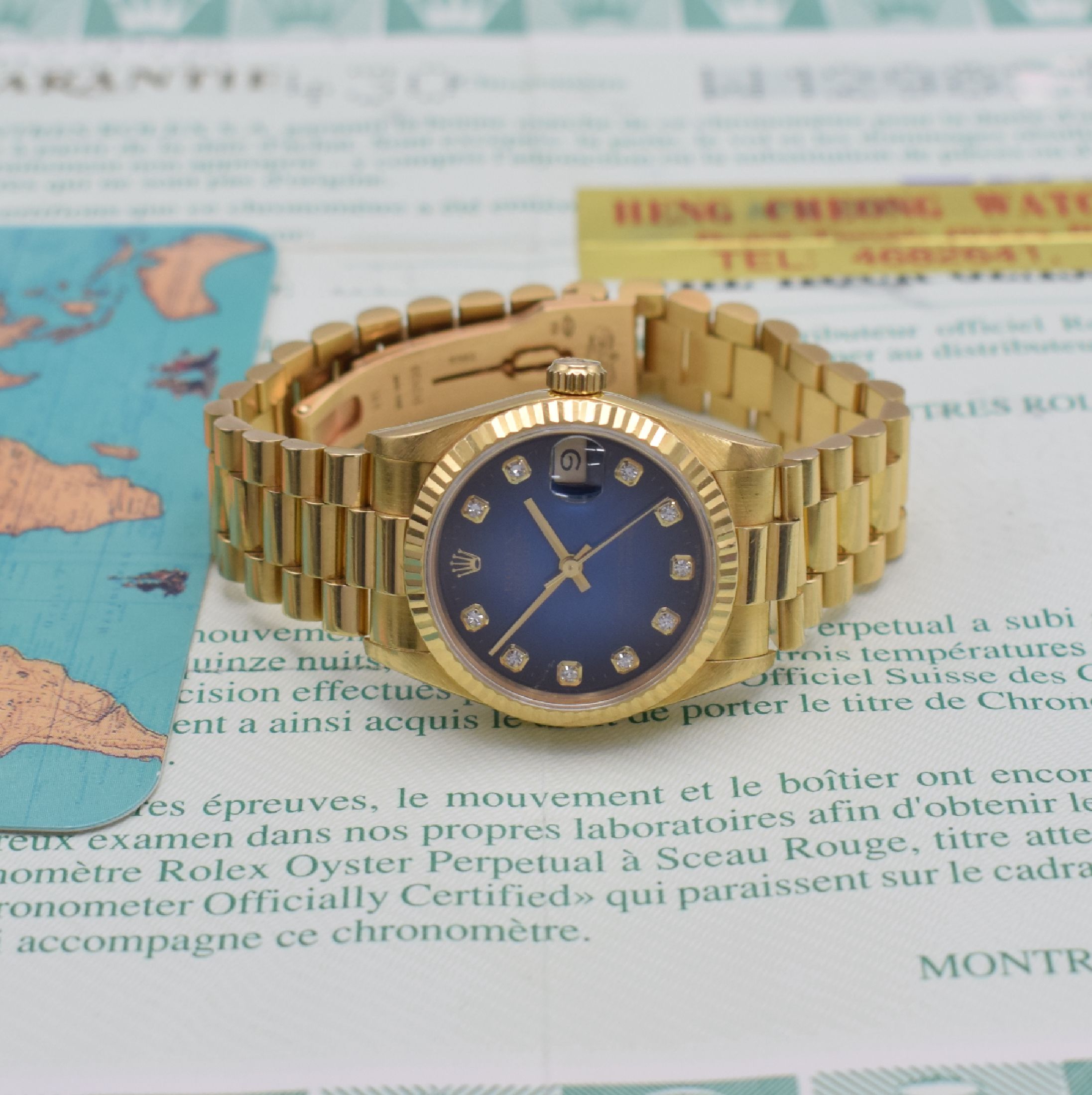 Detail f: ROLEX Mediumarmbanduhr Oyster Perpetual Datejust Referenz 69278 mit seltenem blauem "Vignette" Zifferblatt, Schweiz um 1996, Automatik, ...