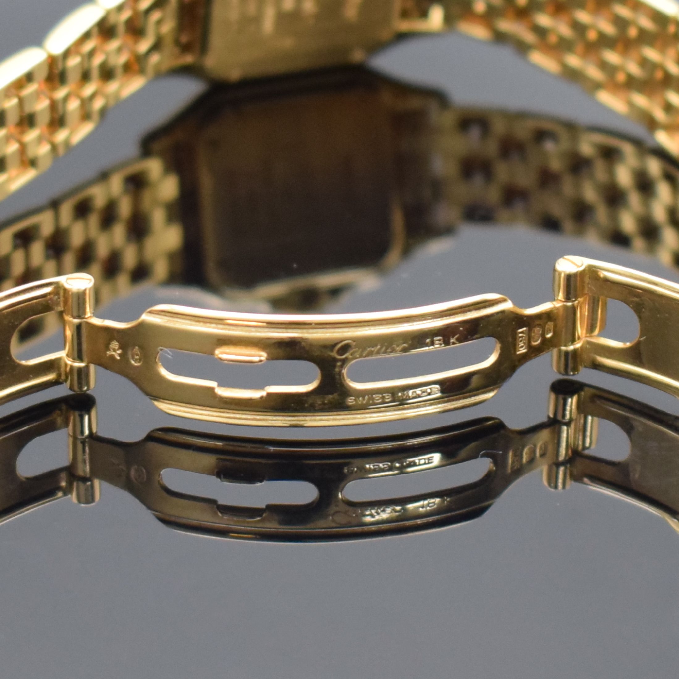 Detail b: CARTIER Damenarmbanduhr Panthere in GG 750/000 mit original Brillantbesatz Referenz 1280 2, Schweiz um 1997, Boden 8-fach verschr., Gliederband m. ...