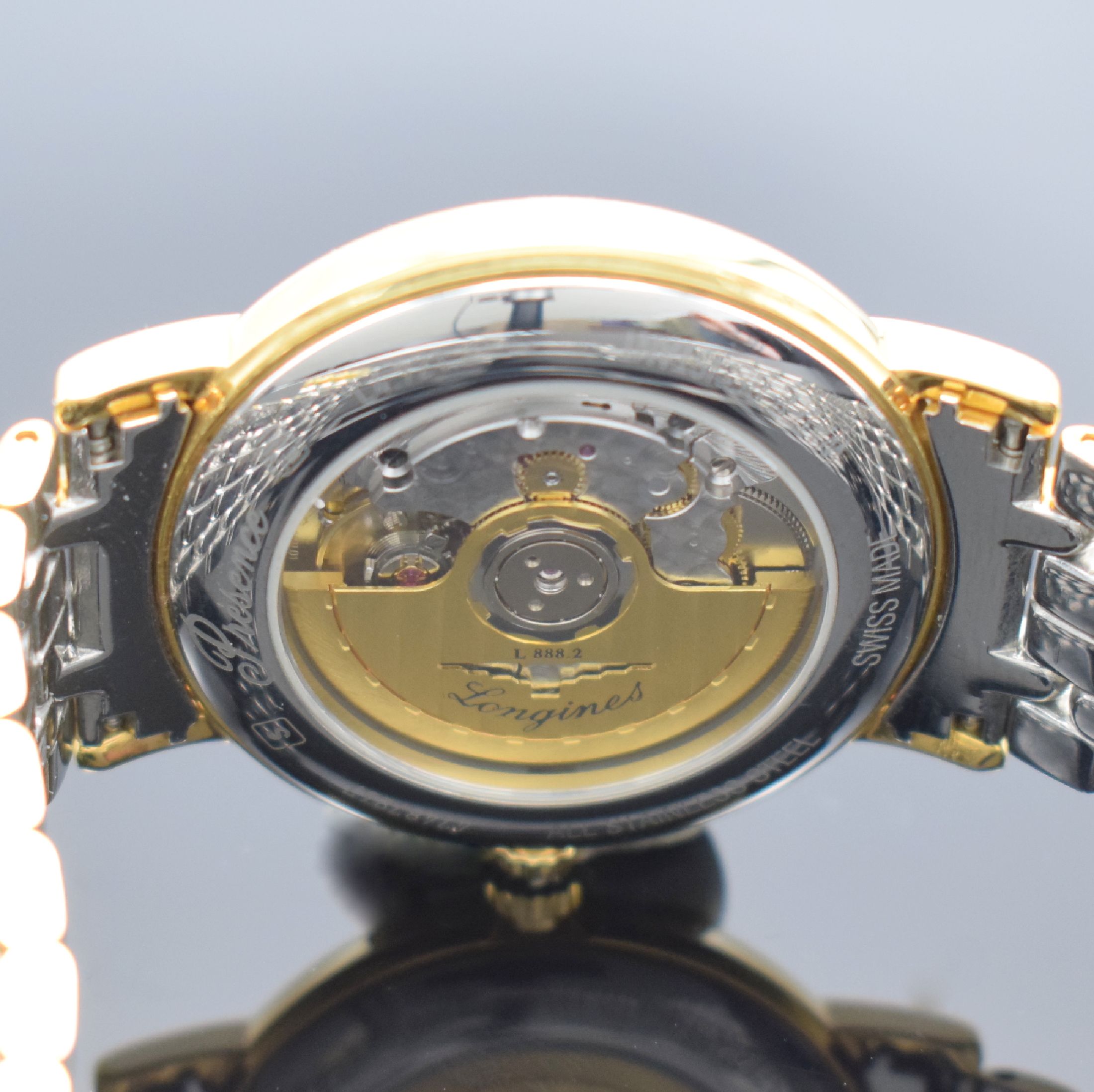 Detail e: LONGINES Herrenarmbanduhr Présence Referenz L4.921.2, Automatik, z. T. verg. Edelstahlgeh. inkl. orig. Gliederband m. dopp. Faltschl., beids. ...