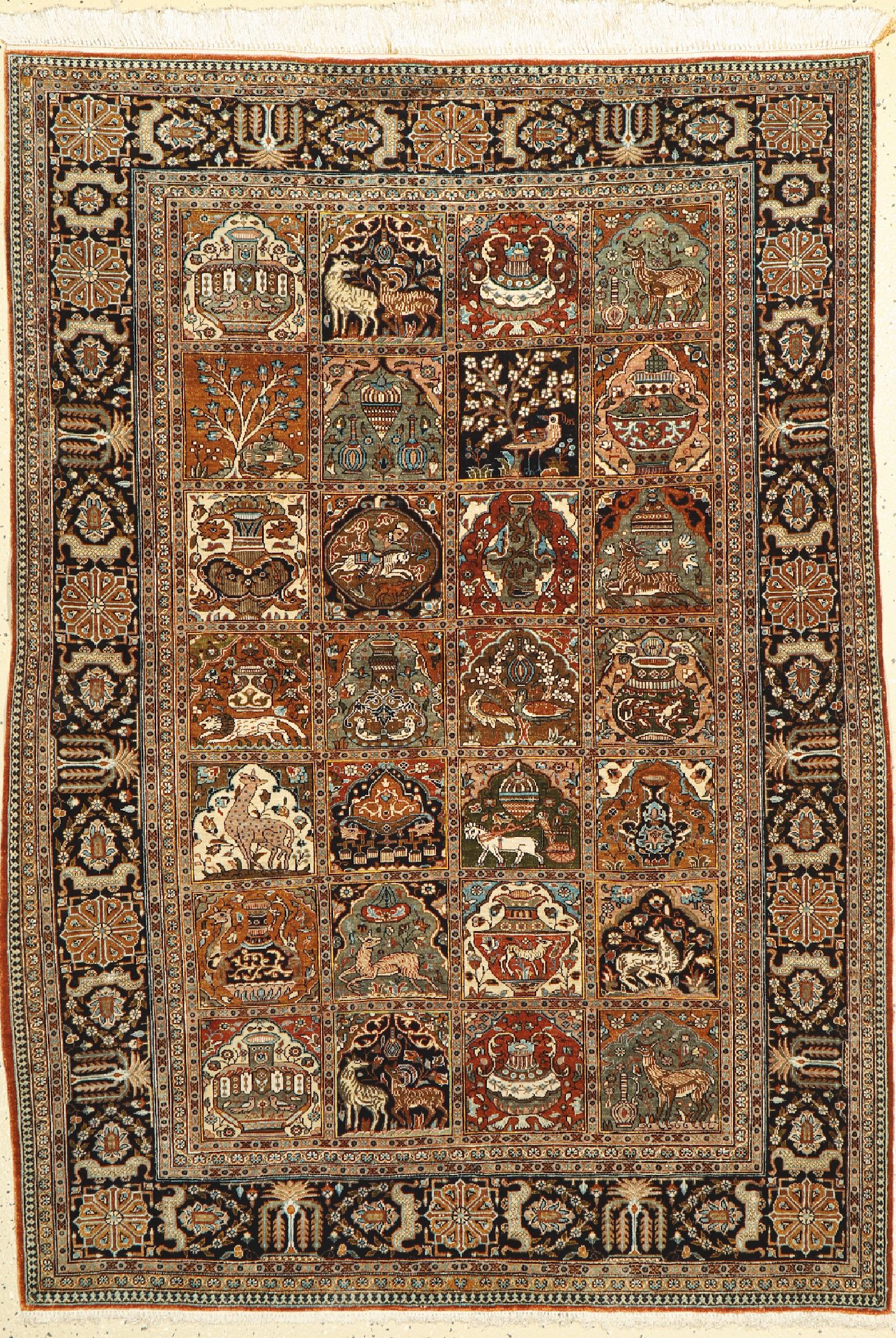 Ghom Seide alt, Persien, um 1950, reine Naturseide, ca. 160 x 114 cm, EHZ: 2-3