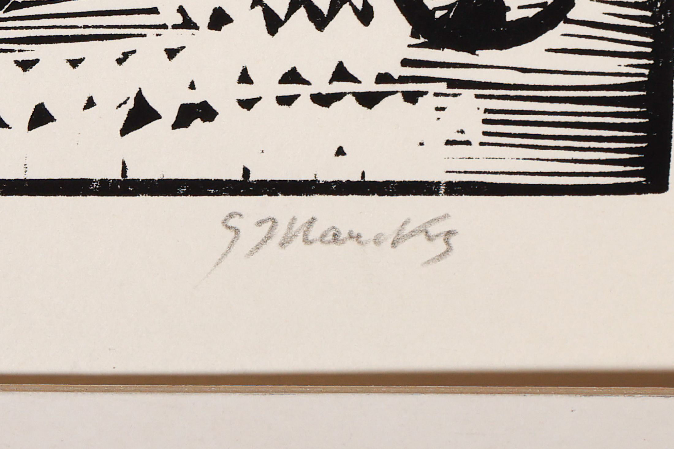 Detail a: Gerhard Marcks, 1889-1981, Mythologisches Gespann, Holzschnitt, rechts unten handsign., ca. 10.5x18cm, PP
