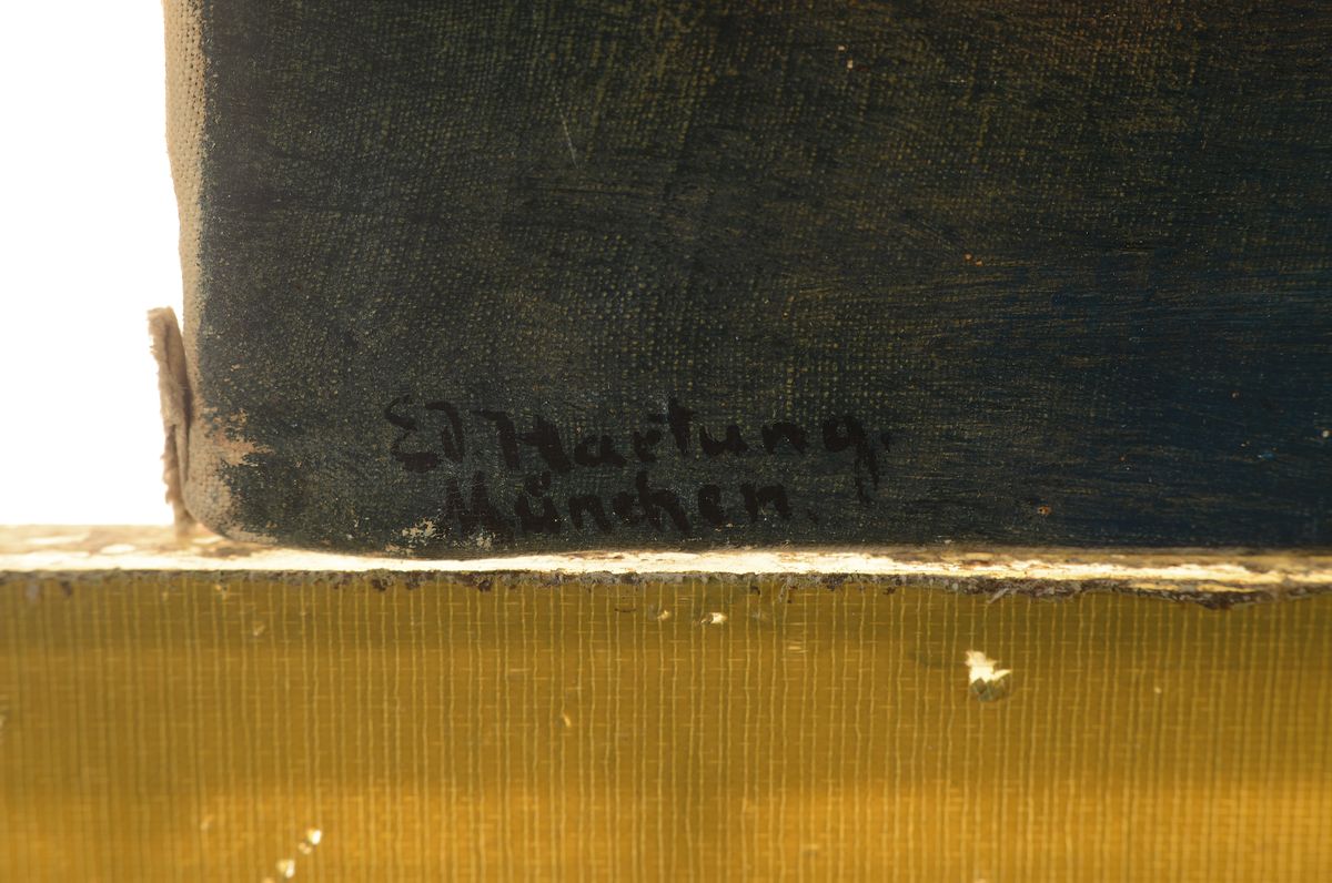 Detail a: Eduard Hartung, geb. 1866 Ostpreussen, Landschaft am Königsee, Öl/Lwd, li. u. signiert und bez.: München, ca. 45x65cm, leichte Oberflächenschäden