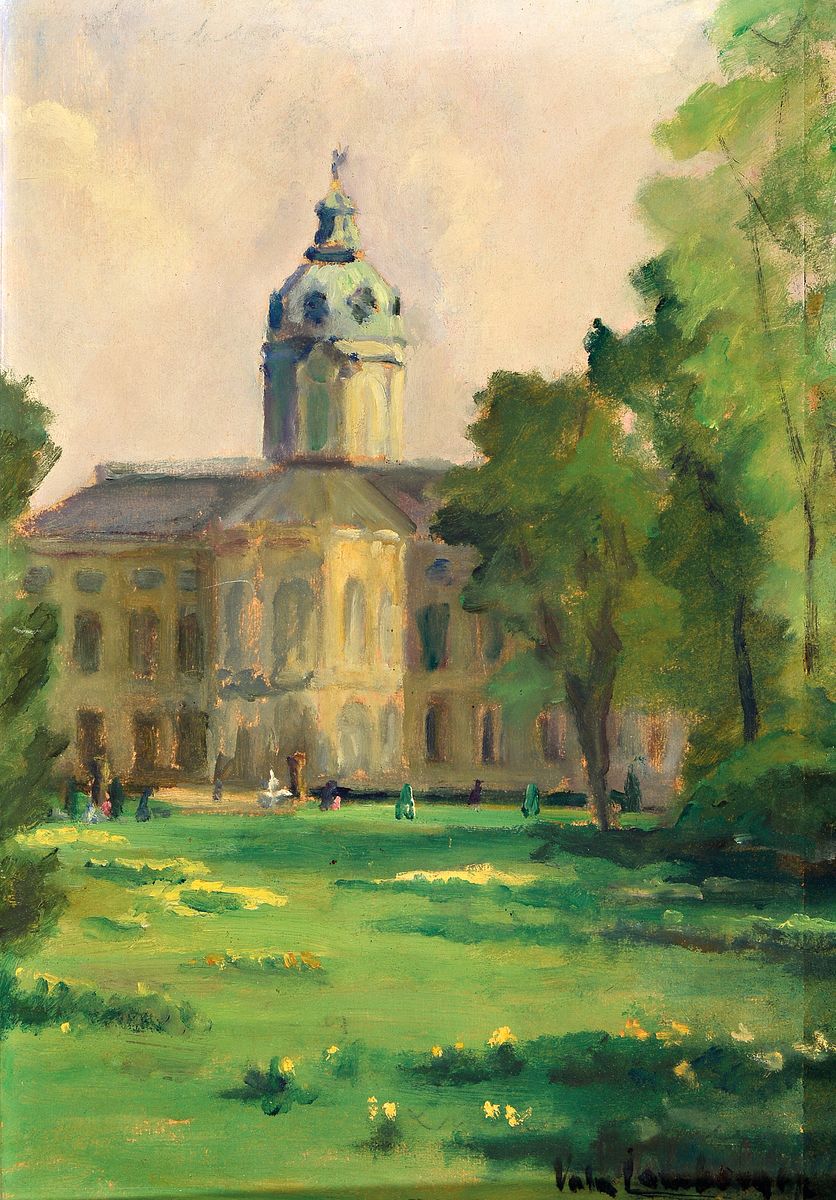 Valm Lowebergen, Maler der 1. Hälfte des 20. Jh., Blick durch den Schlosspark auf SchlossCharlottenburg in Berlin, mit ...