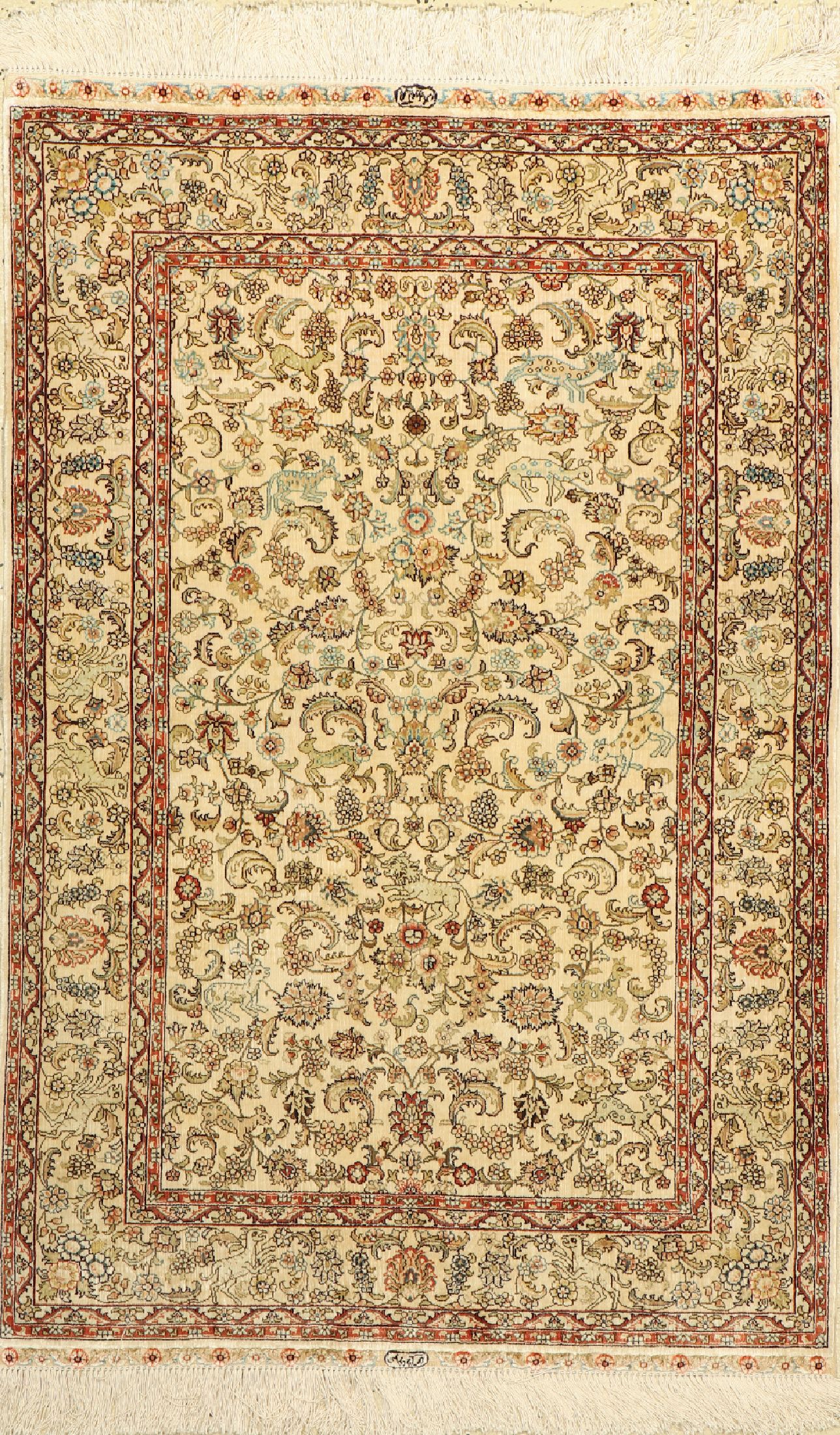 Hereke Seide fein, China, ca. 50 Jahre, reine Naturseide, ca. 123 x 80 cm, EHZ: 2