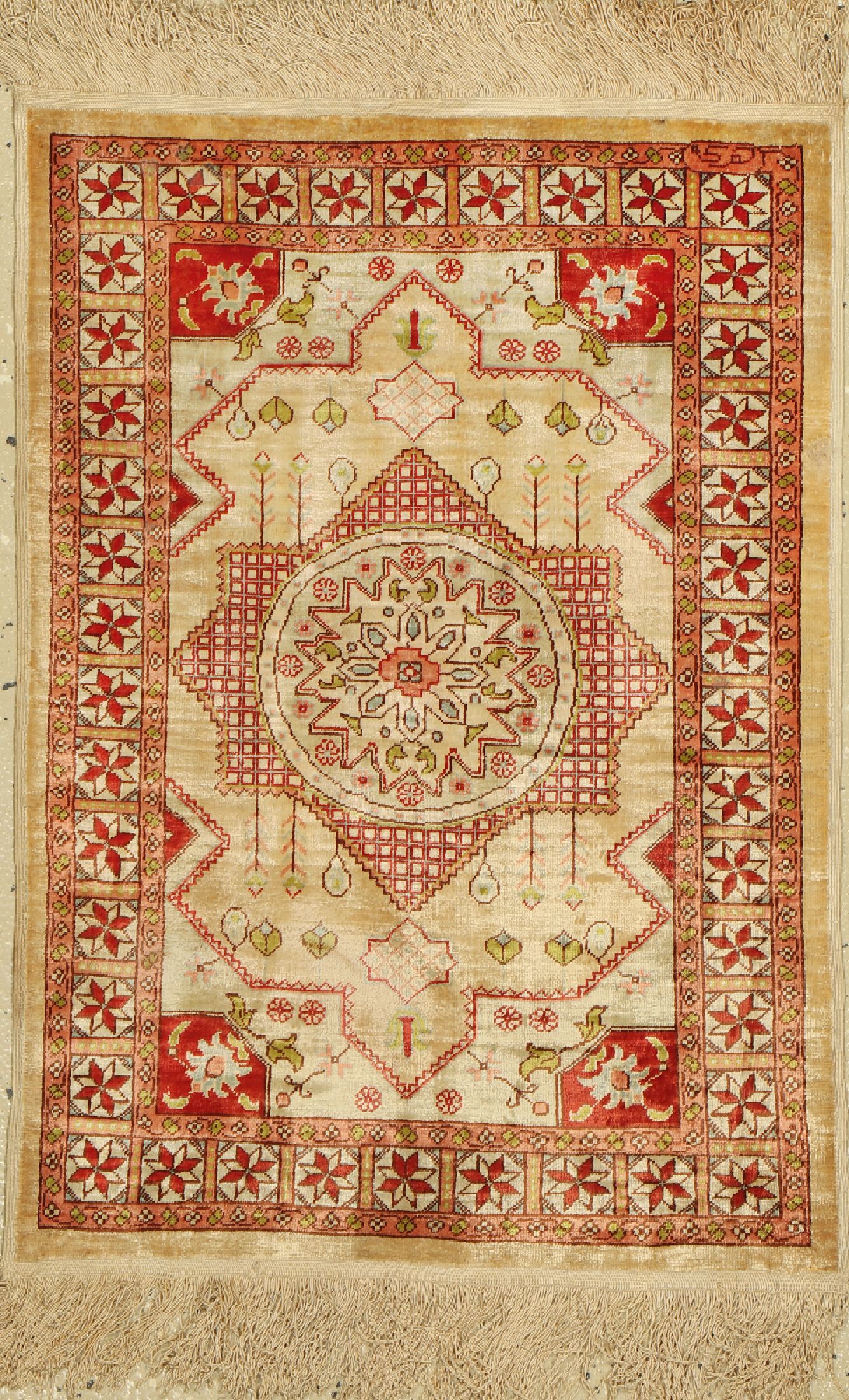 Hereke Seide, signiert, Türkei, ca. 60 Jahre, reine Naturseide, ca. 64 x 44 cm, EHZ: 2