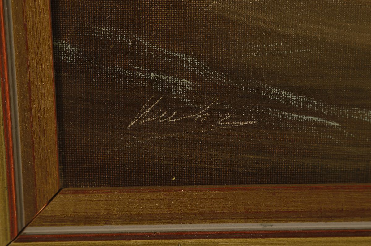 Detail a: Henke oder Hanke, Marinemaler, Mitte 20. Jh., Brandung am Strand, Öl/Lwd, gekonnte Lichtführung, rechts unten signiert, ca. 60x80cm, R. ca. 74x94cm