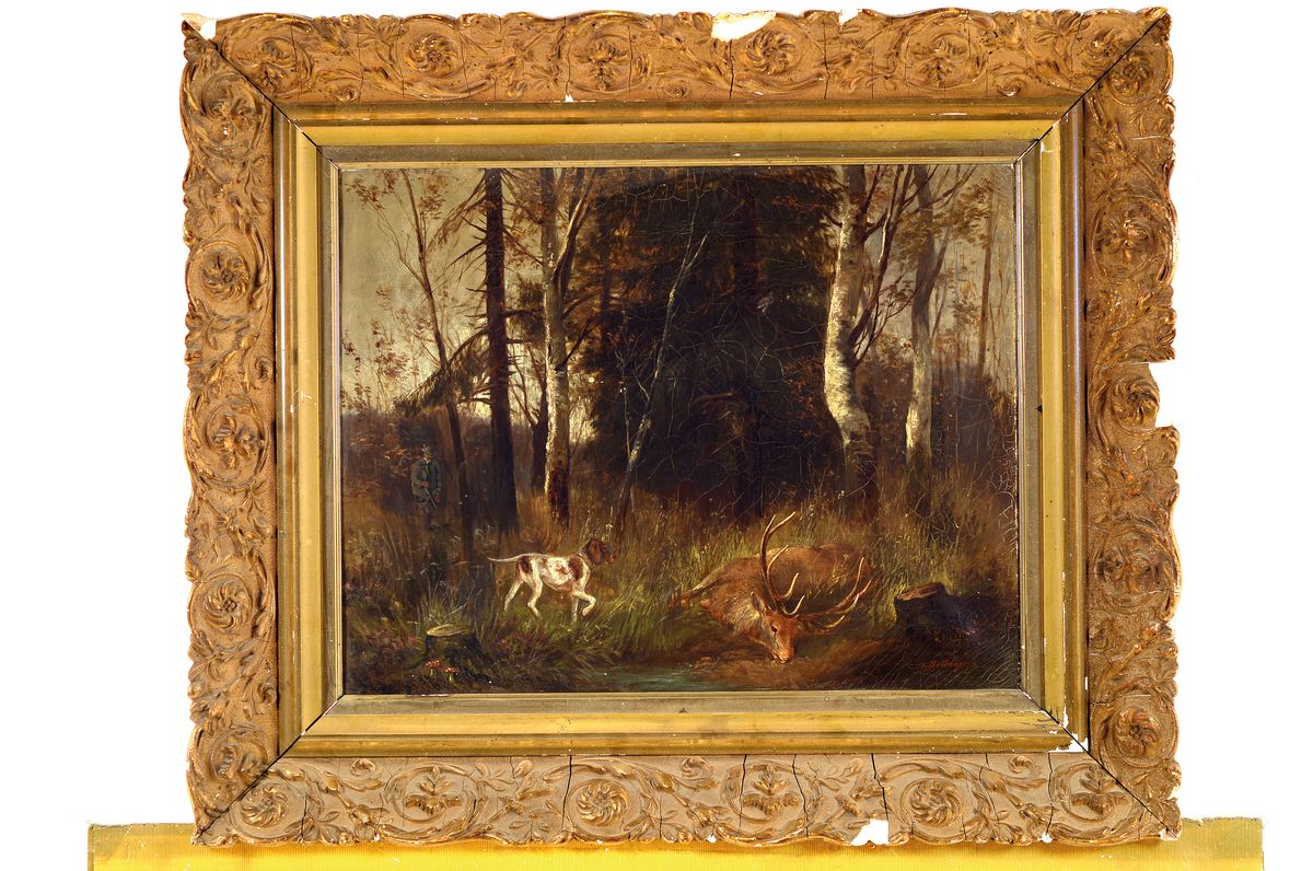 Detail k: Ludwig Sellmayr, 1834-1901 München, Studium ab 1855 an der Münchener Akademie, spezialisierte sich auf Tier- und Landschafts-Malerei, hier: ...