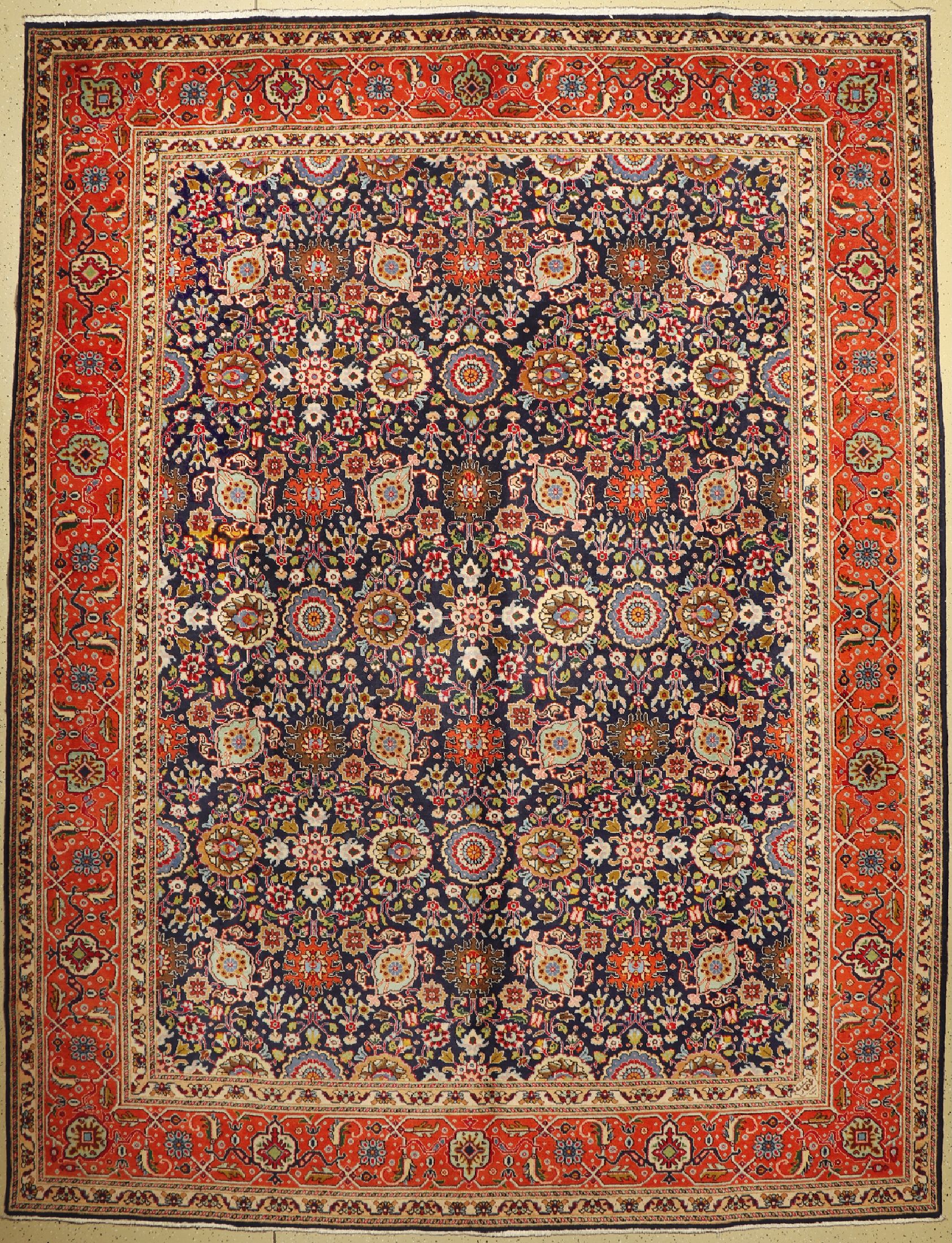 Täbriz fein, signiert, (Ghafari), Persien, um 1960, Wolle auf Baumwolle, ca. 400 x 293 cm, EHZ: 2