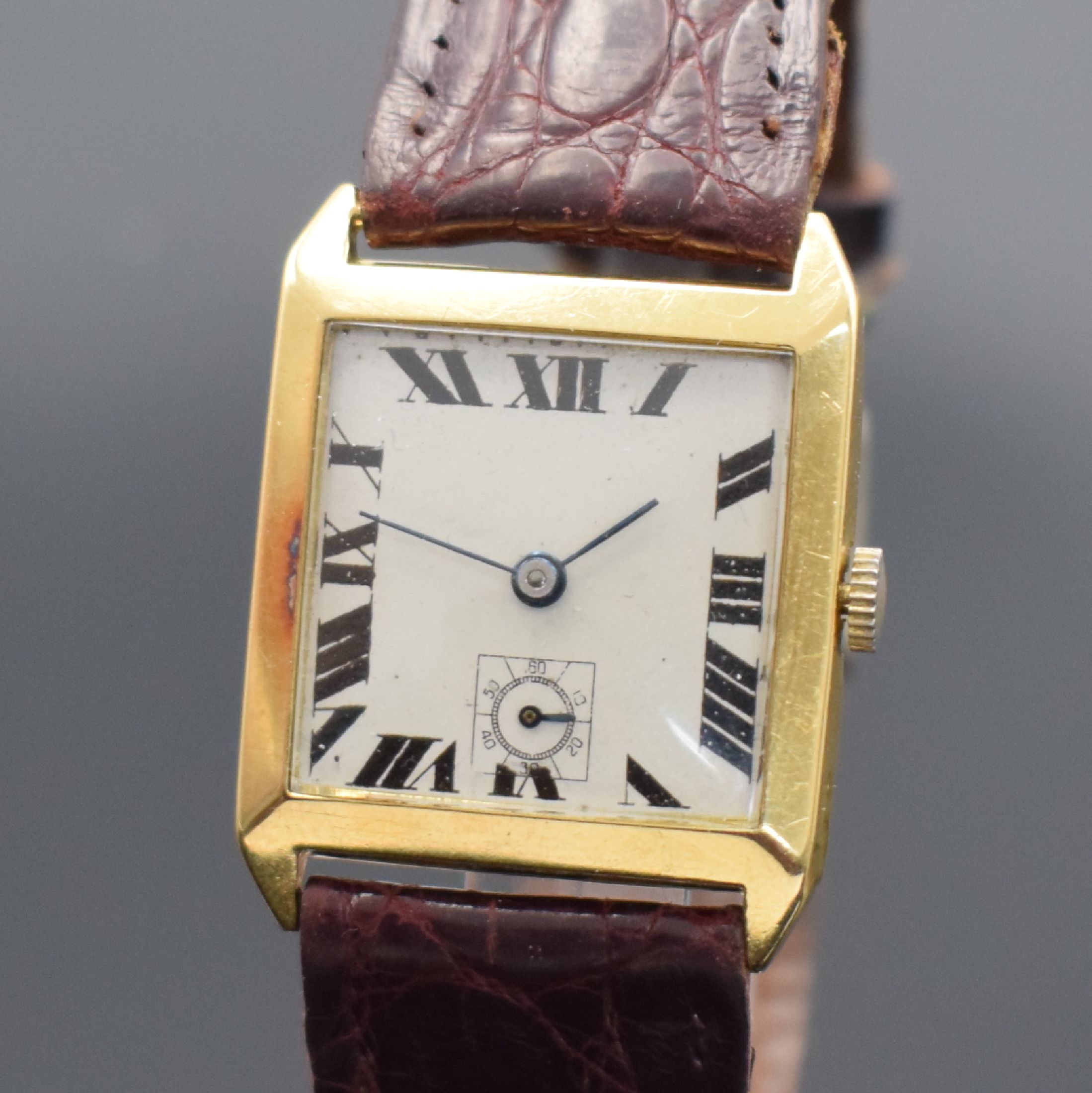 Detail a: VOGT & Cie. SA / FABRIQUE d'HORLOGERIE FORTIS Armbanduhr in GG 750/000, Schweiz um 1936, Handaufzug, dell. Geh. teils angel., Scharnierboden m. ...